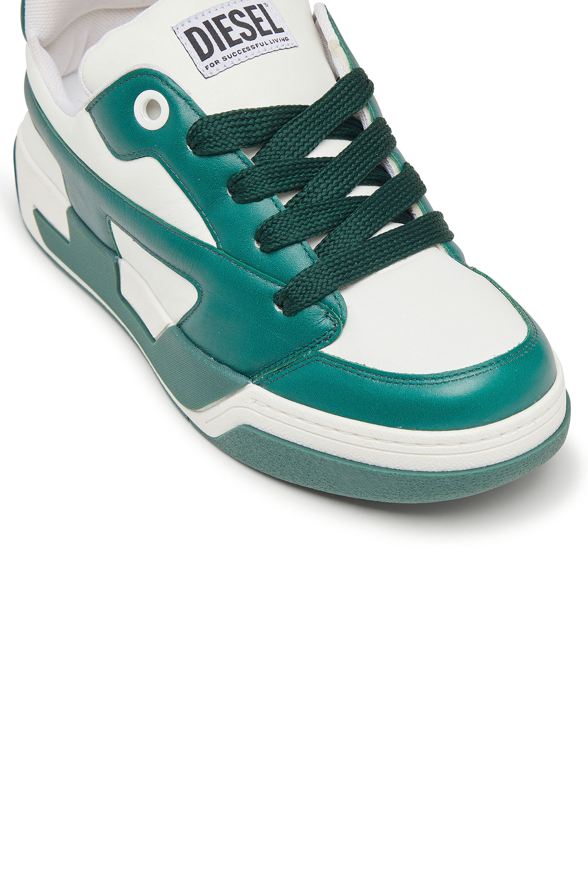 Diesel - S-D-OLLIE LOW, Man's D-Ollie-Sneakers in colour-block leather in White/Green - 6