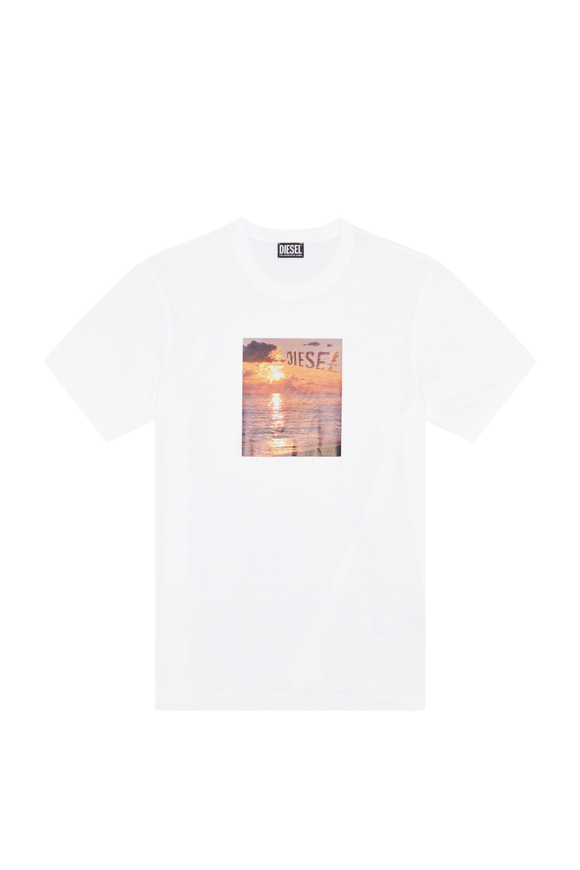 Diesel - T-JUST-G24, Male's T-shirt with Diesel sunset print in White - 5
