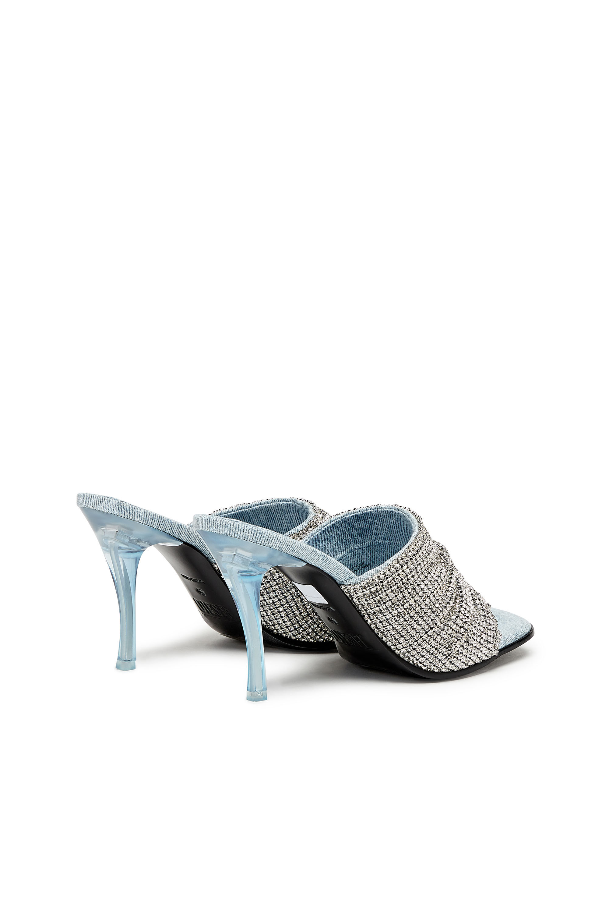 Diesel - D-SYDNEY SDL S, Female's D-Sydney Sdl S Sandals - Mule sandals with rhinestone band in Silver - 3