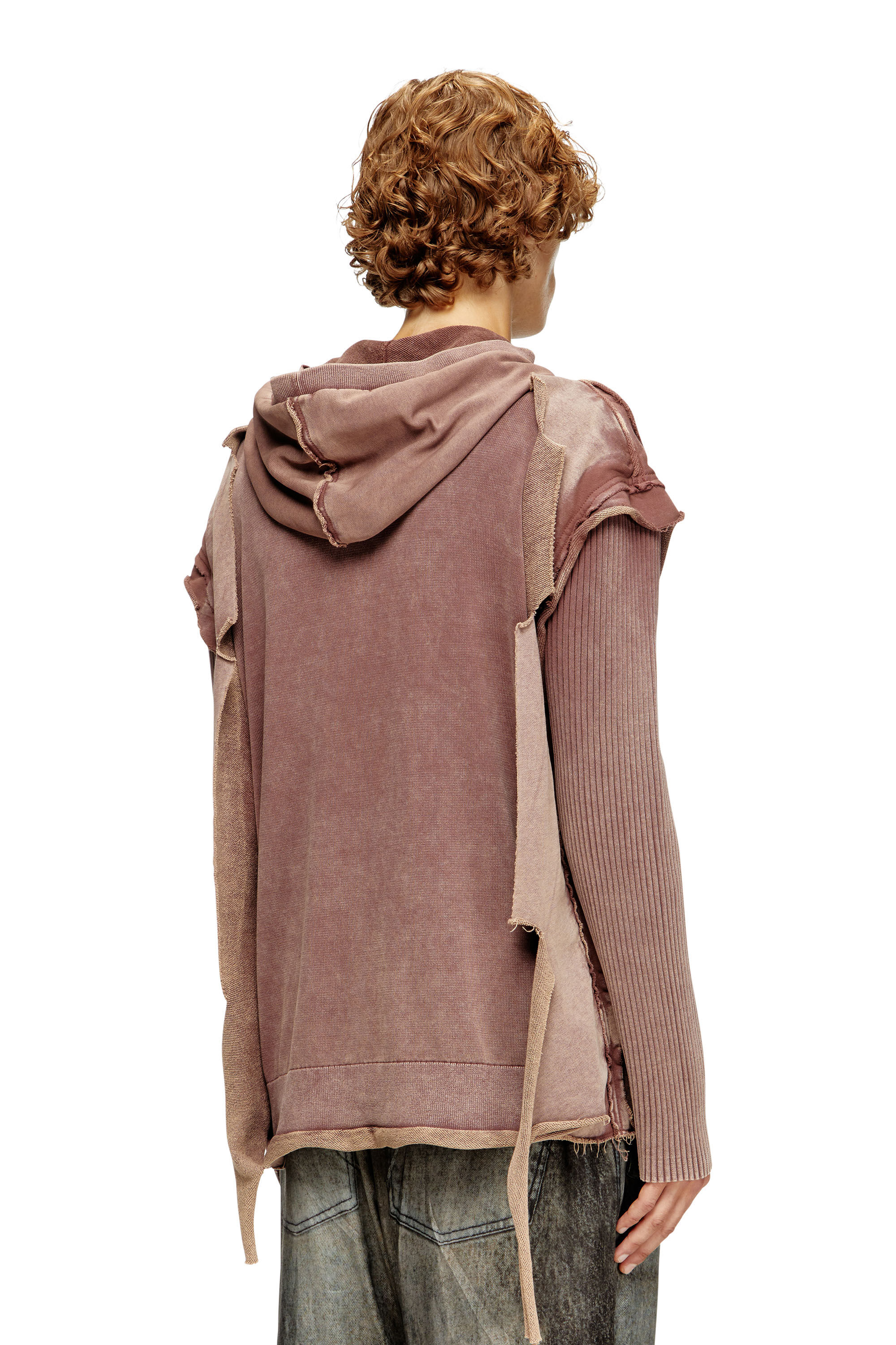 Diesel - K-PELTO, Sweat-shirt à capuche zippé avec effet destroy Homme in Marron - 4