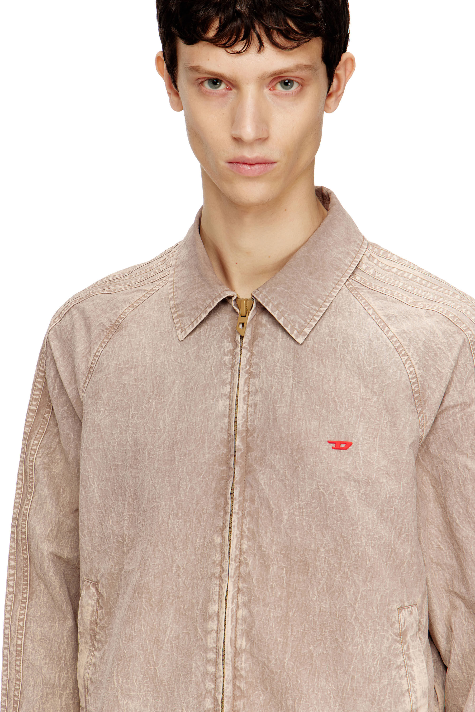 Women's Taslan jacket with striped sleeves | Brown | Diesel