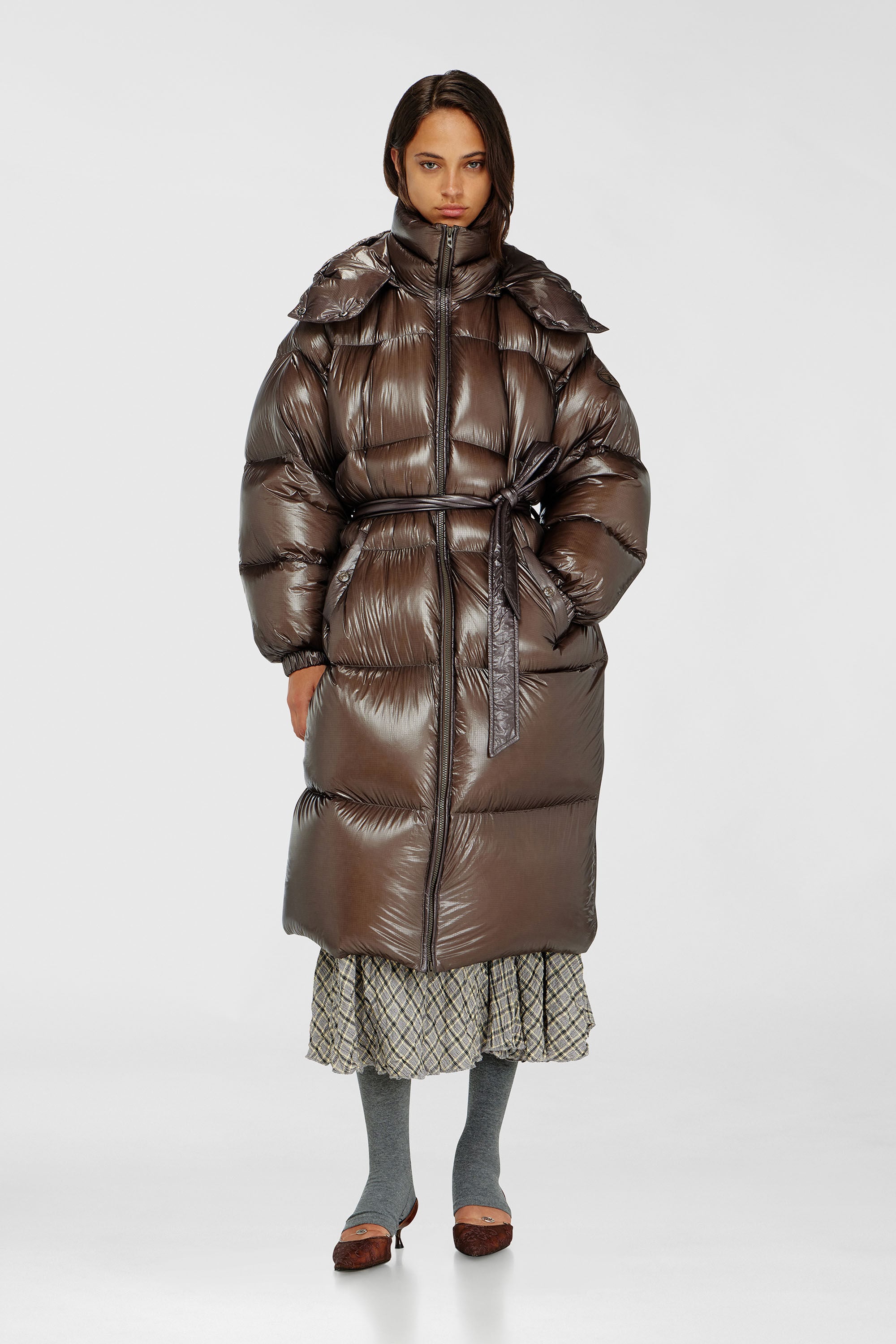 Women's Down puffer coat in ultra-light ripstop | Brown | Diesel
