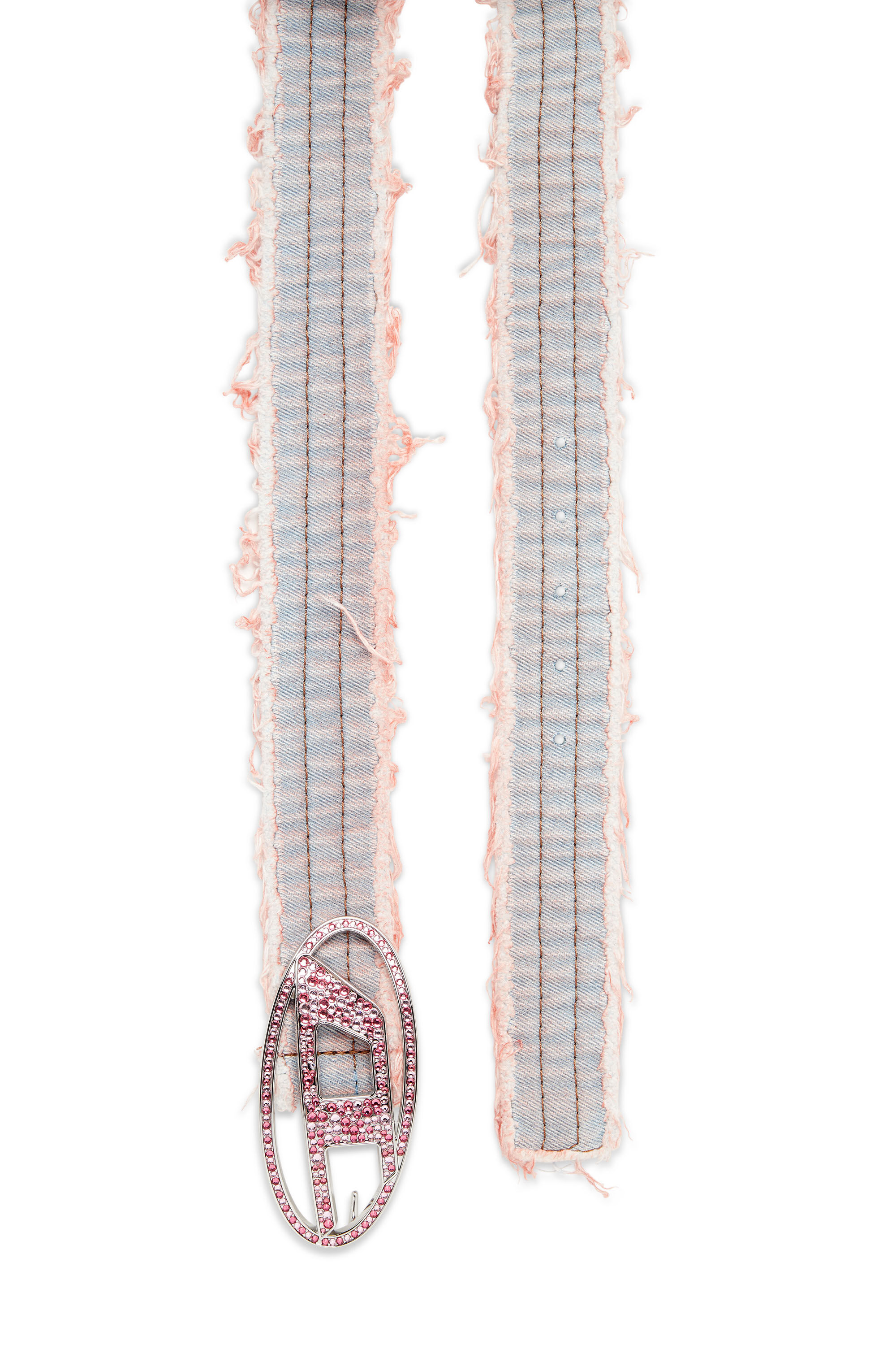 Women's Denim belt with rhinestone logo buckle | Pink | Diesel