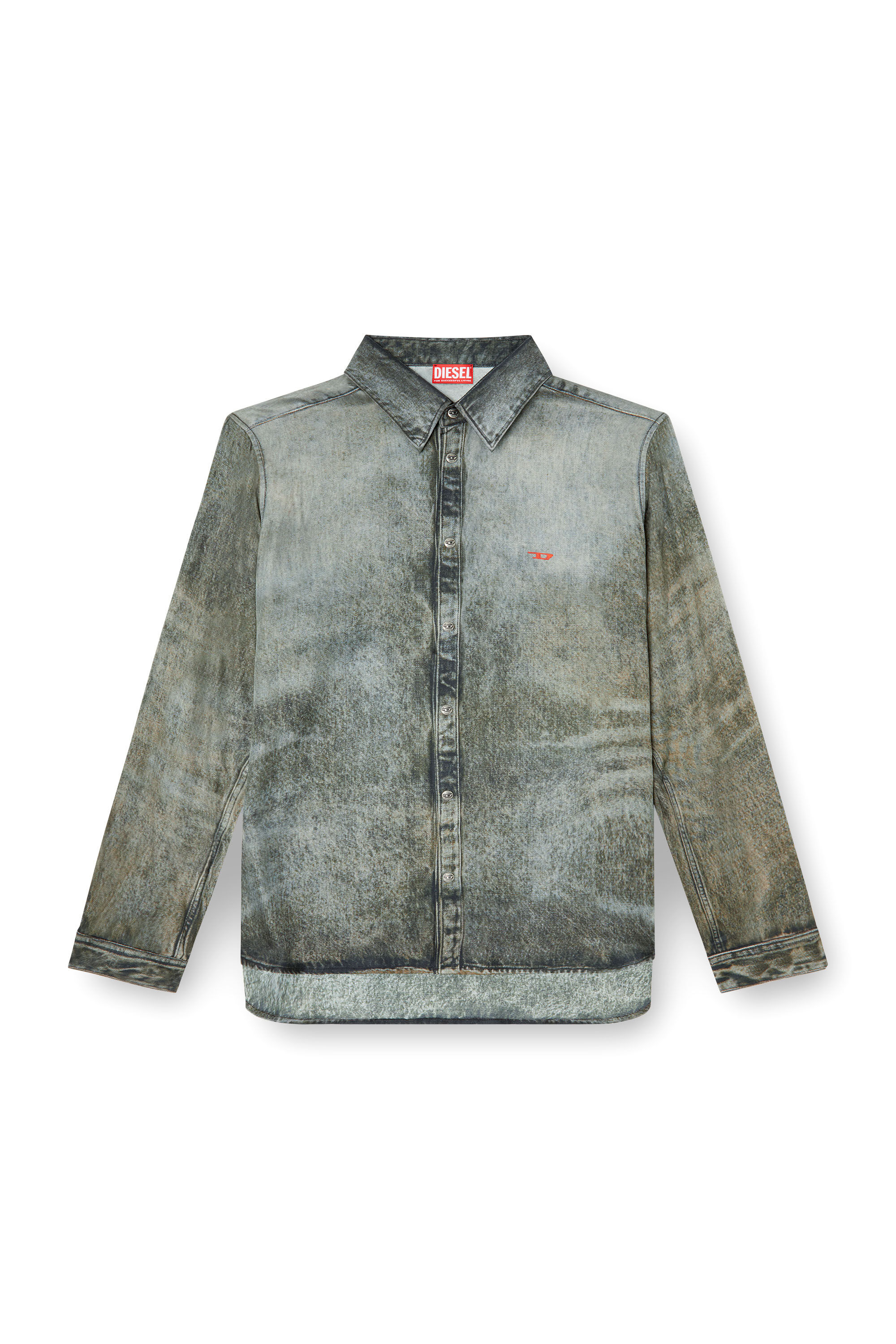 Diesel - S-SIMPLY-LKCT, Chemise en viscose effet denim Homme in Noir - 2