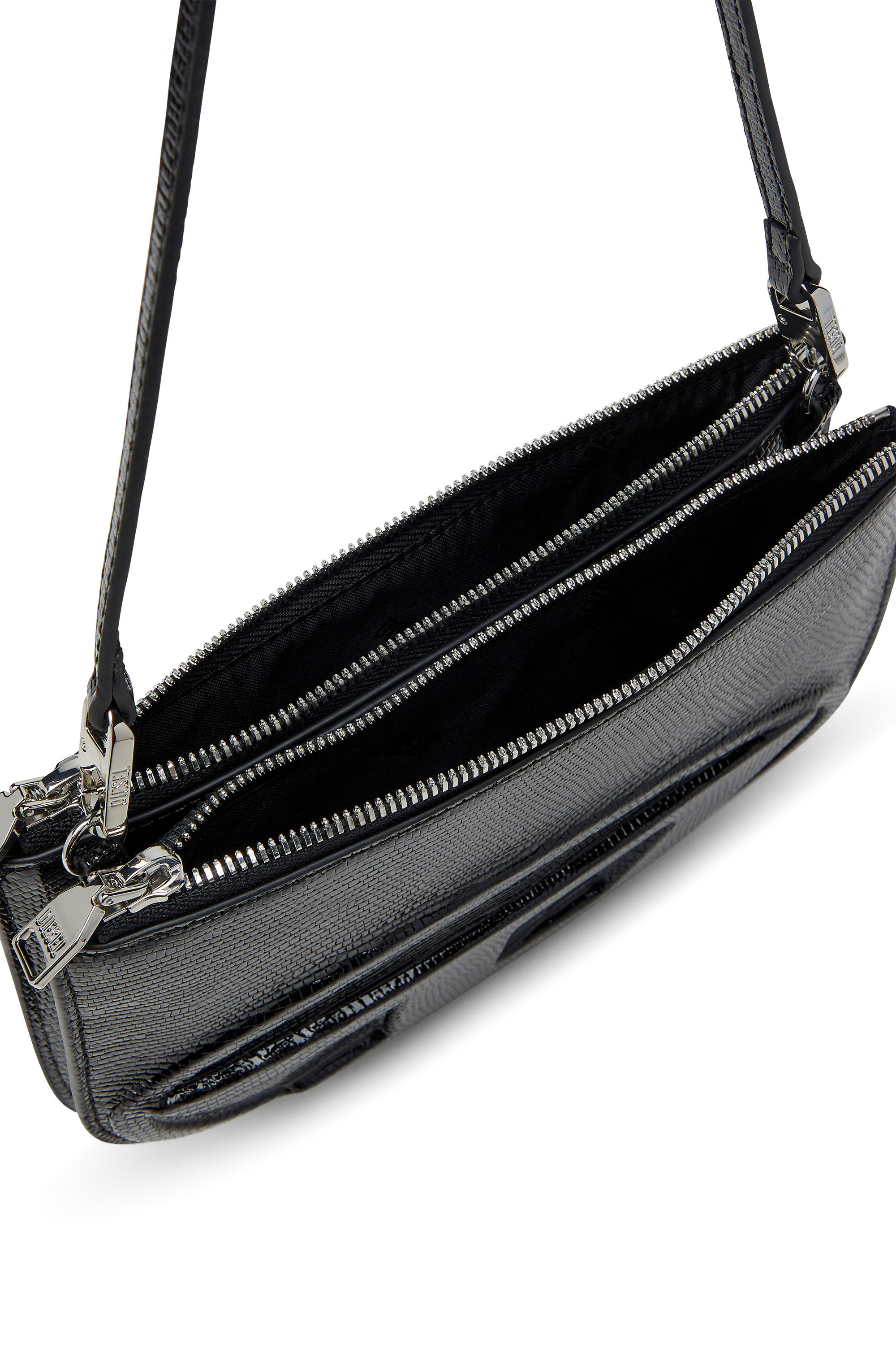 Diesel - 1DR TWIN, Female's 1DR Twin-Double-pouch shoulder bag in embossed leather in Black - 2