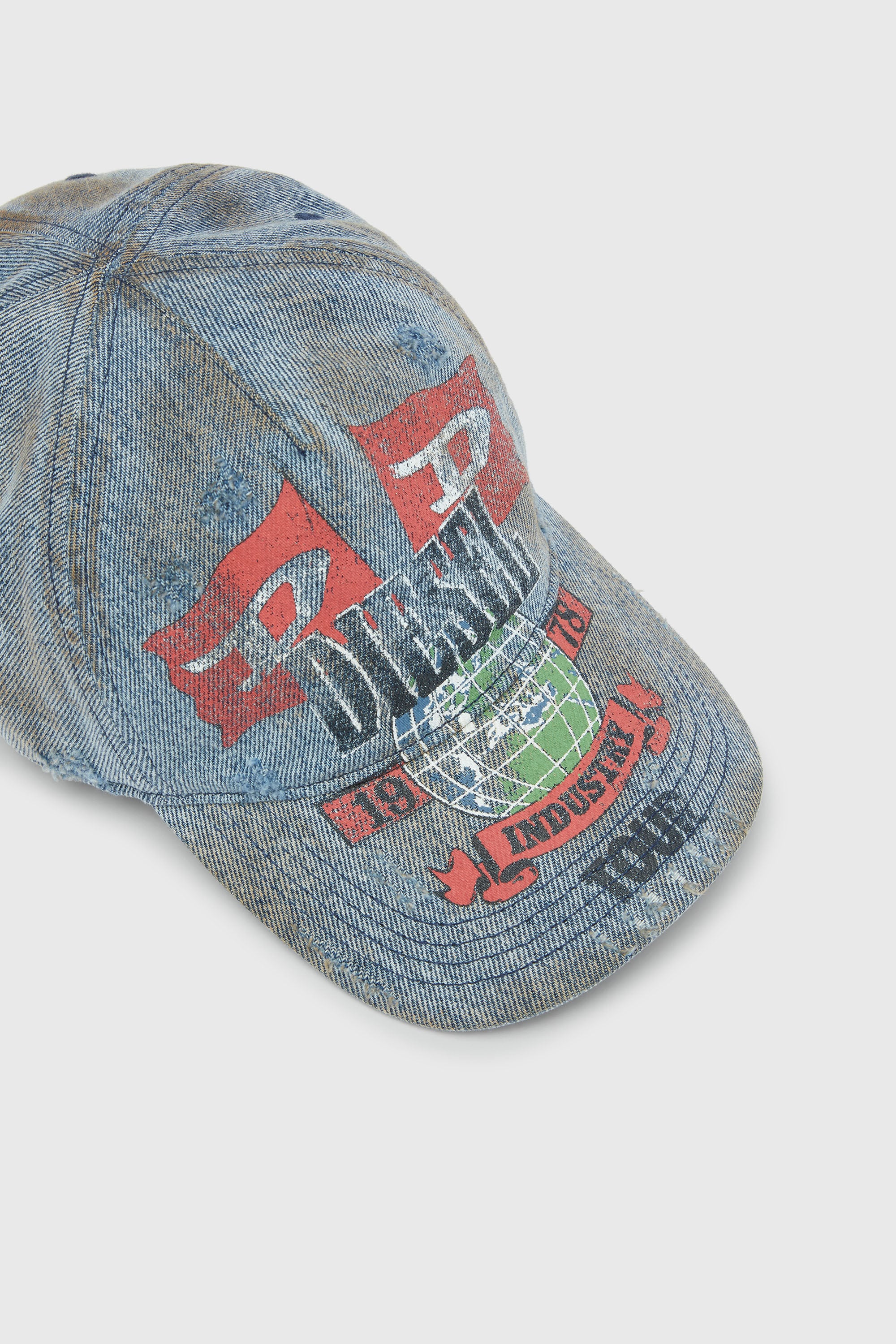 Diesel - C-ROCK, Man's Denim baseball cap with concert graphics in Light Blue - 3