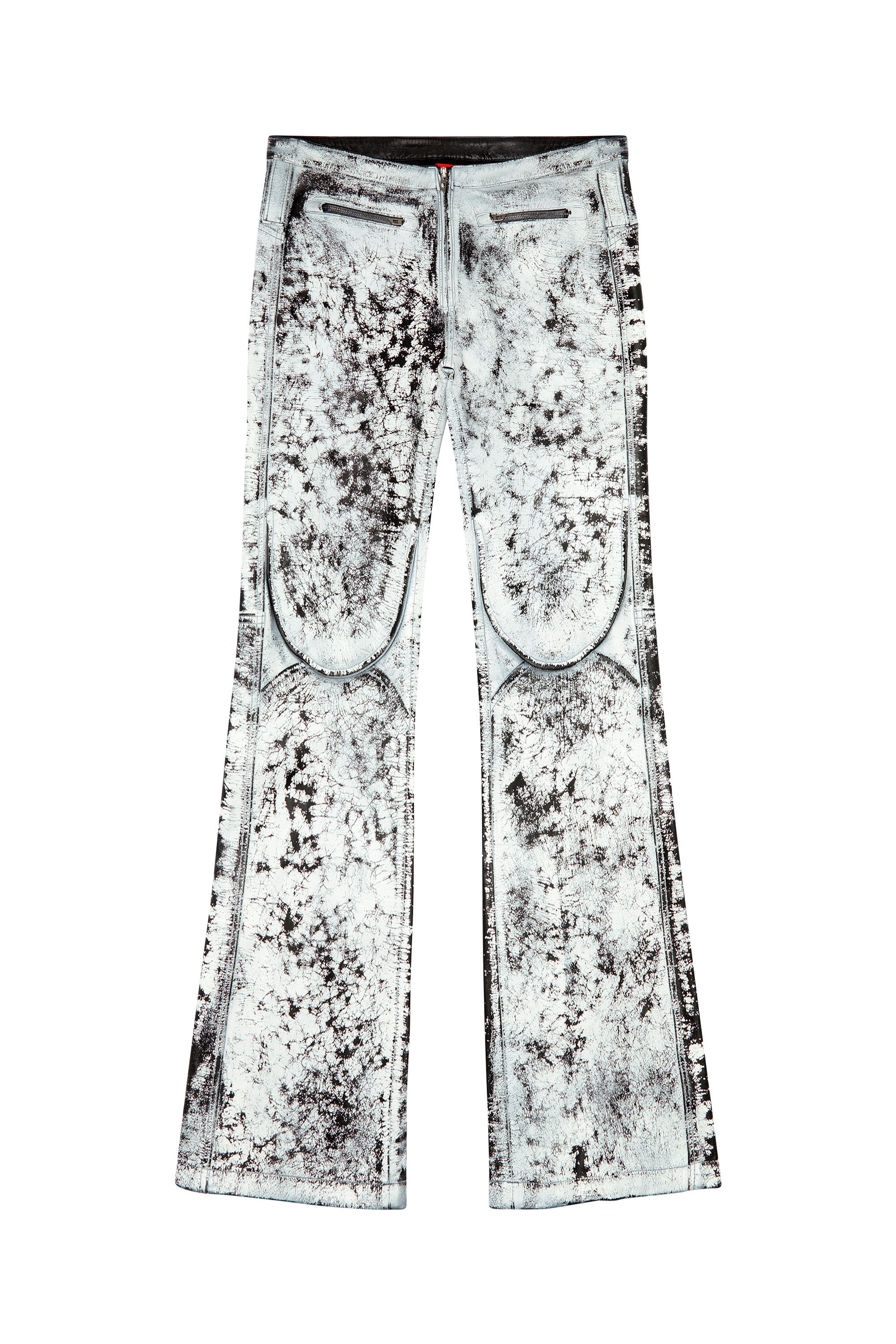 Diesel - P-GEN, Male's Treated leather pants in Black/White - 2