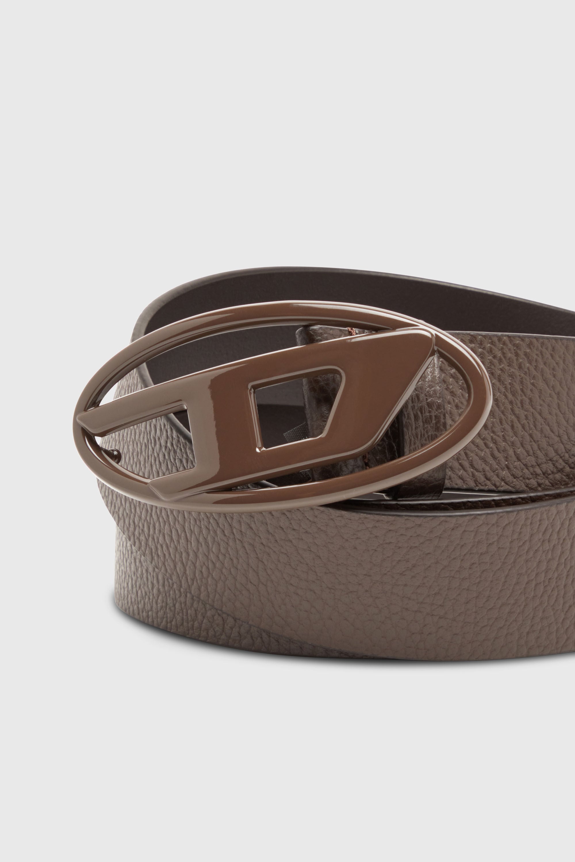 Diesel - B-1DR, Cintur&oacute;n 4 cm de cuero con hebilla mate Oval D Unisex in Marr&oacute;n - 3
