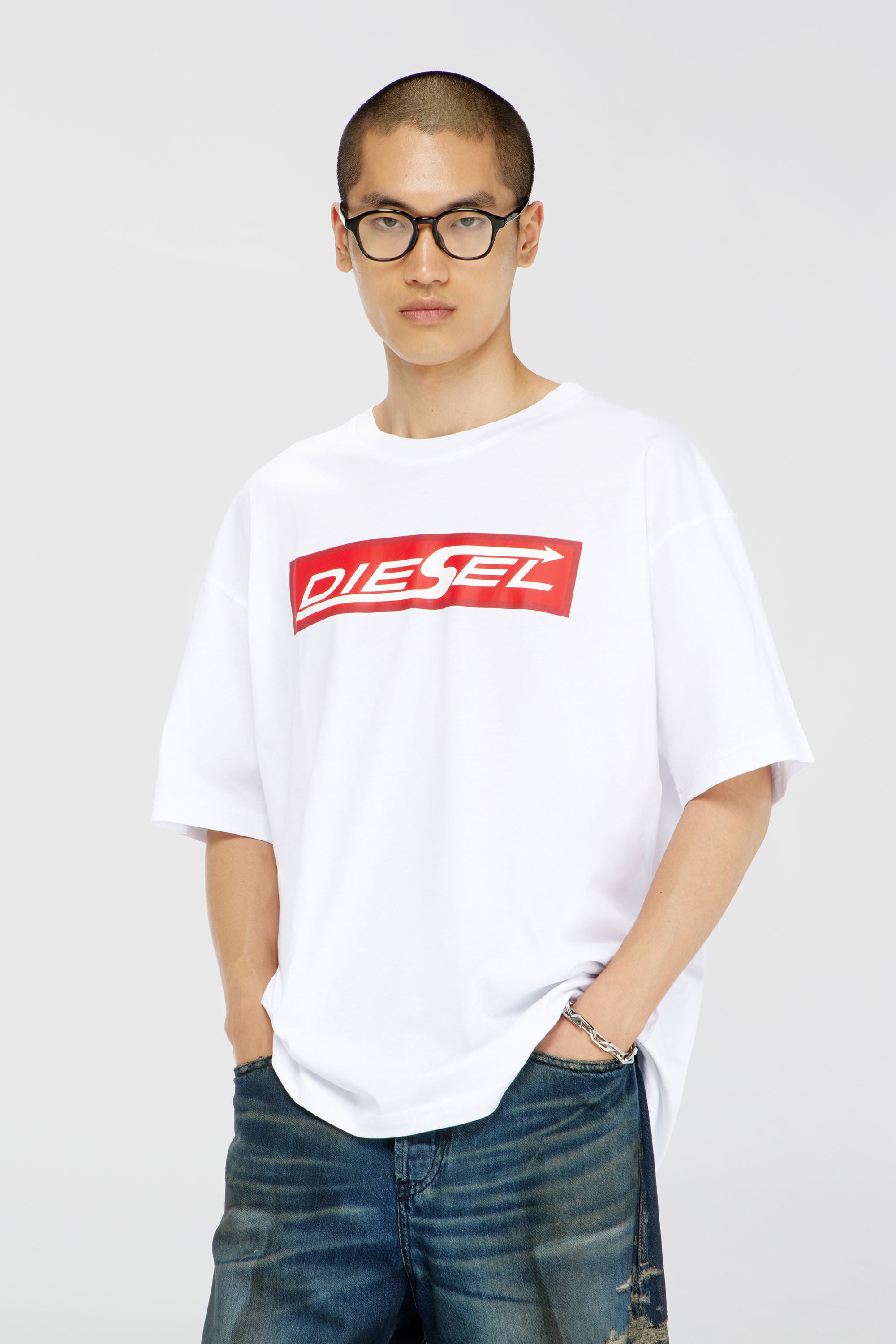 Diesel - T-BOXT-AA20, T-shirt en coton avec logo Diesel imprim&eacute; Homme in Blanc - 3