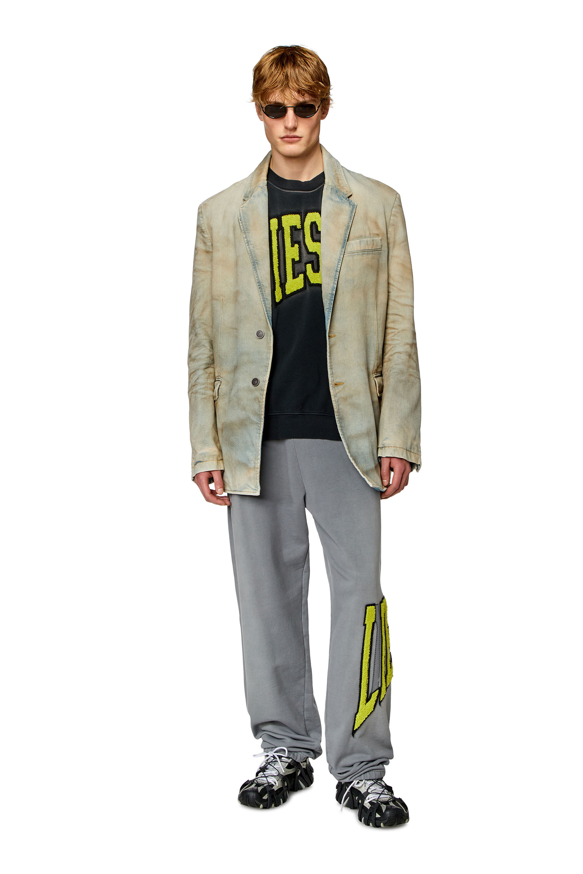 Diesel - S-BOXT-N6, Male's College sweatshirt with LIES patches in Black - 1