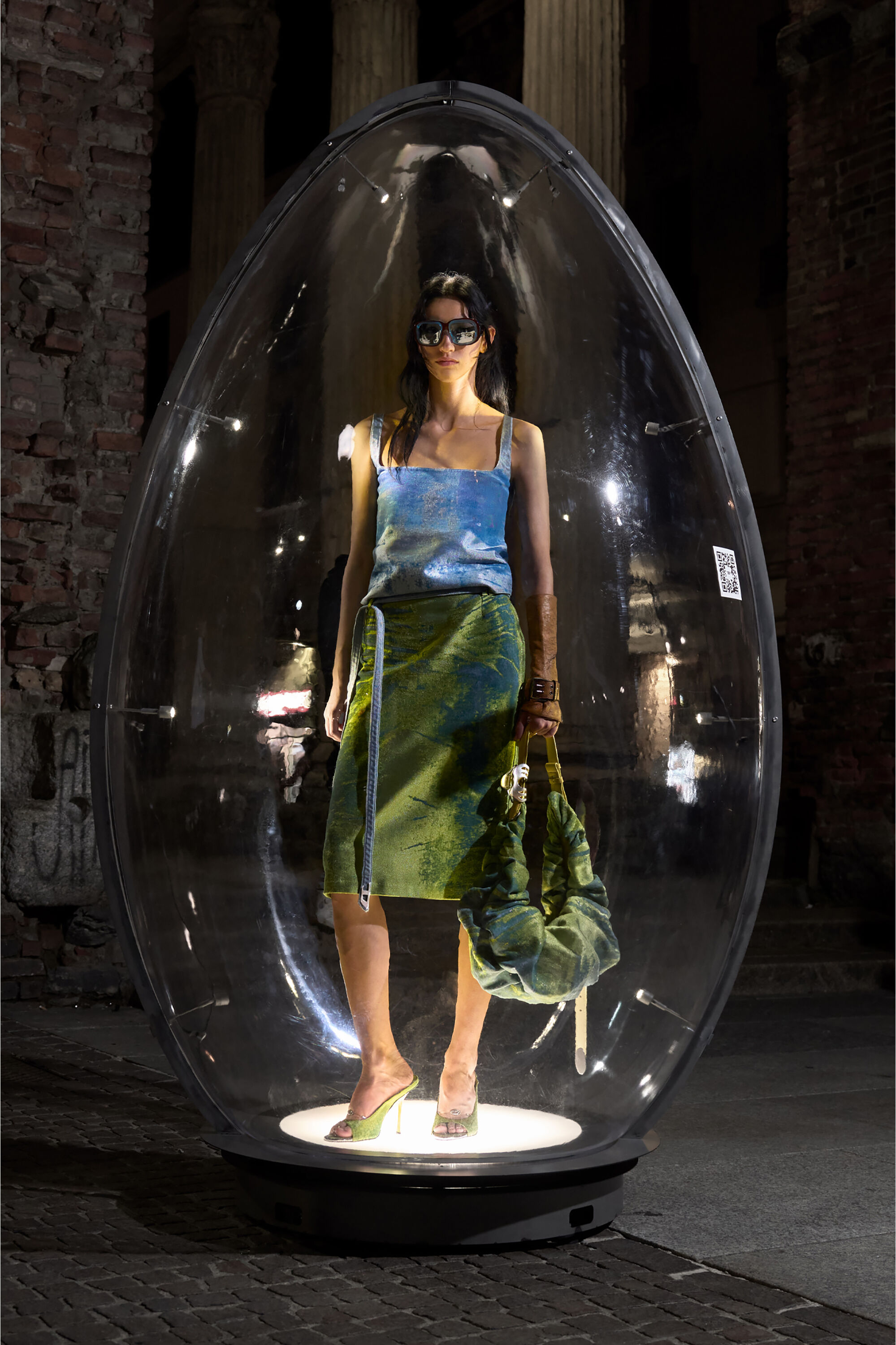 Diesel - D-DIAM'S SA 90, Female's D-Diam's-High denim mule with floating Oval D in Green - 1