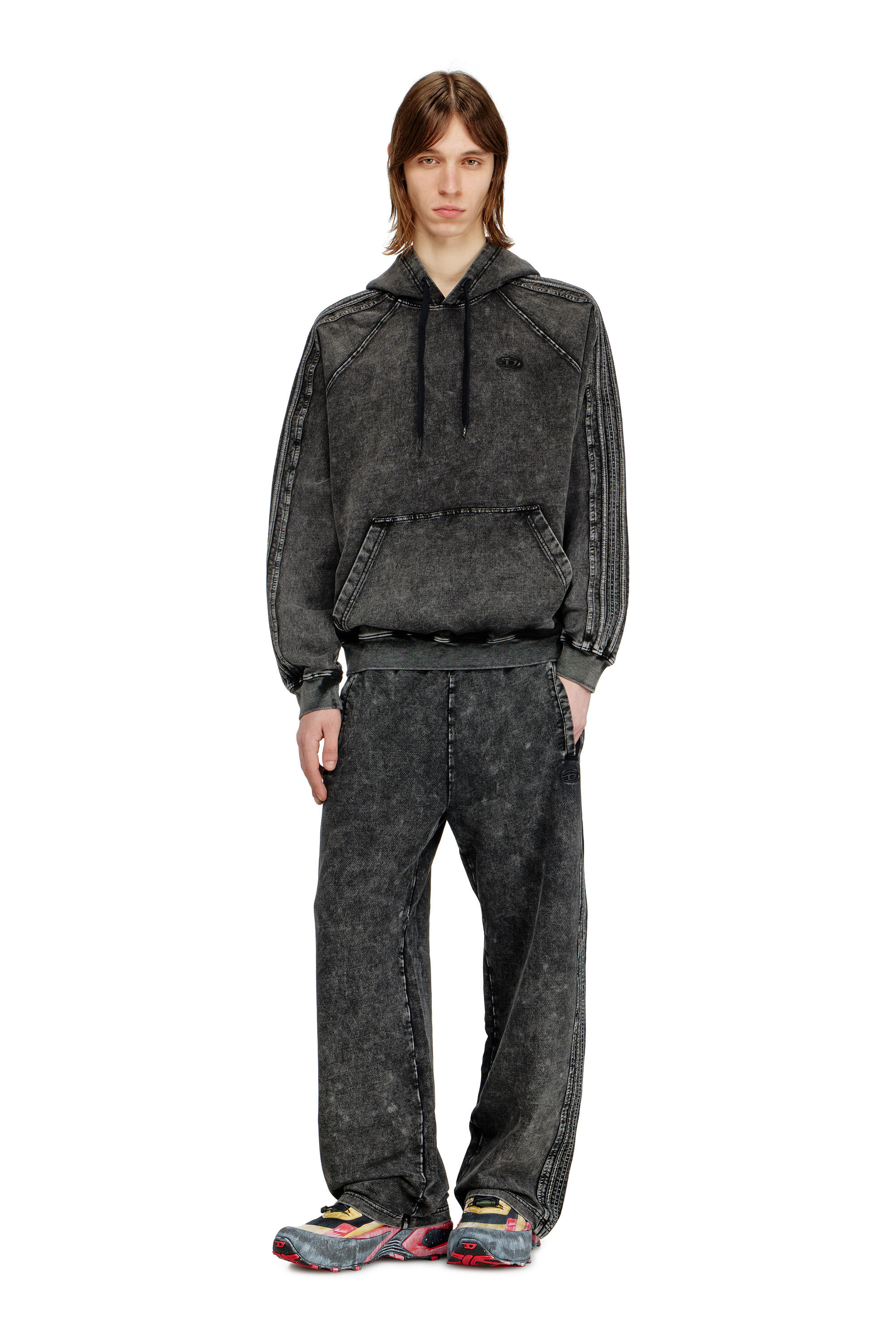 Men's Denim-look sweatpants with side bands | Black | Diesel