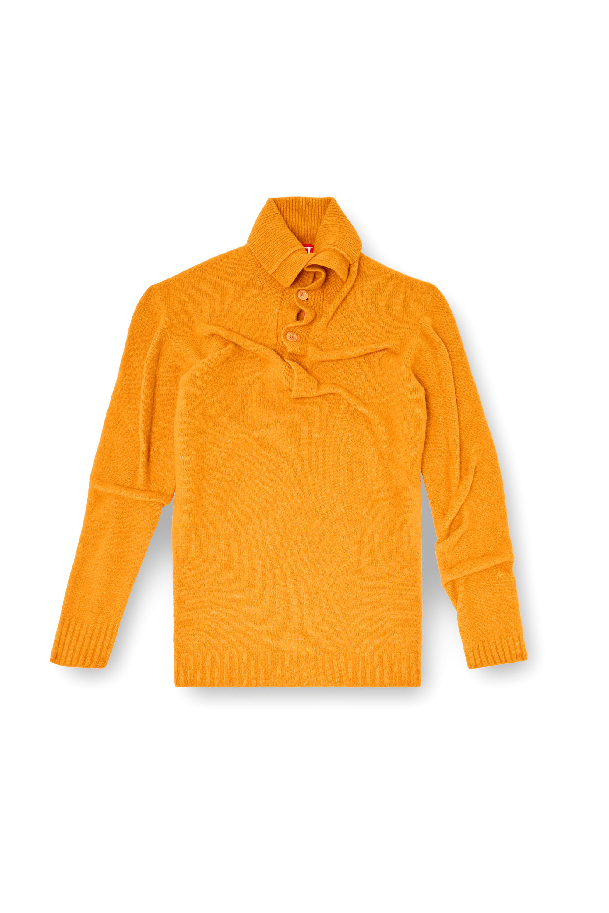 Diesel - K-ANDREW, Male's Button-neck jumper in wrinkled boiled knit in null - 2