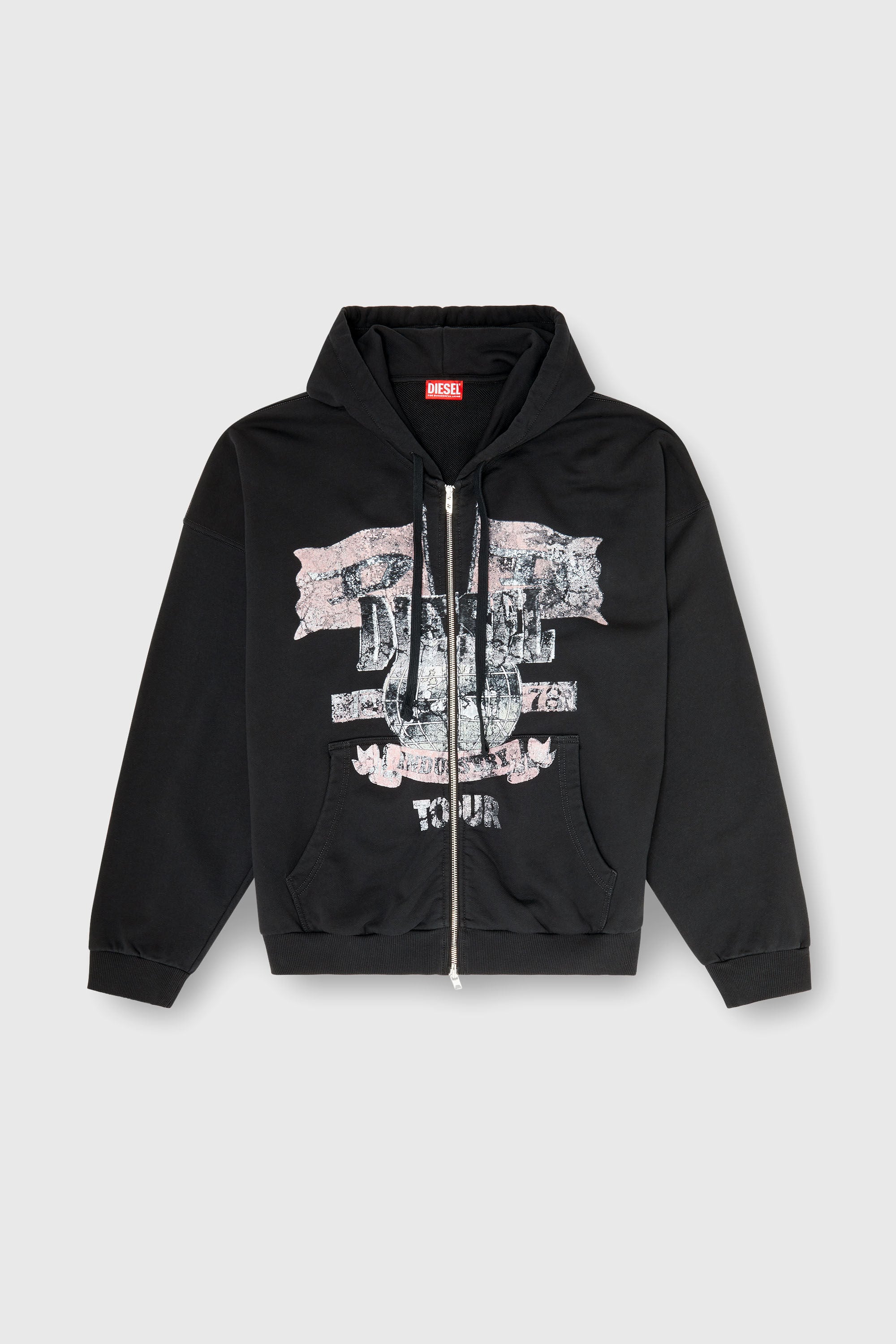 Diesel - S-WILL-ZIP, Sweat &agrave; capuche zipp&eacute; avec motifs concert Homme in ToBeDefined - 2
