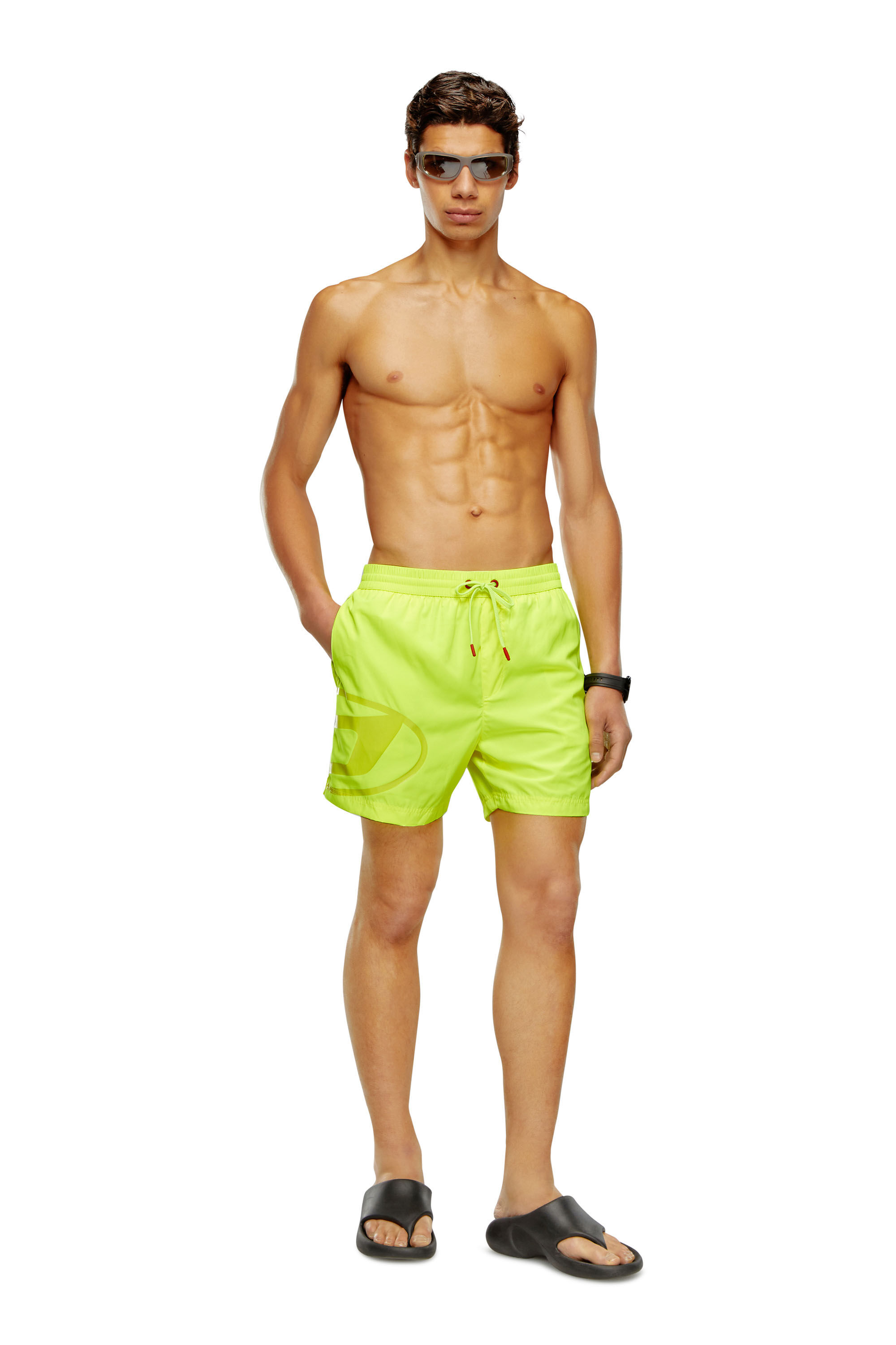 Men's Swim shorts with shiny Oval D logo | Yellow | Diesel