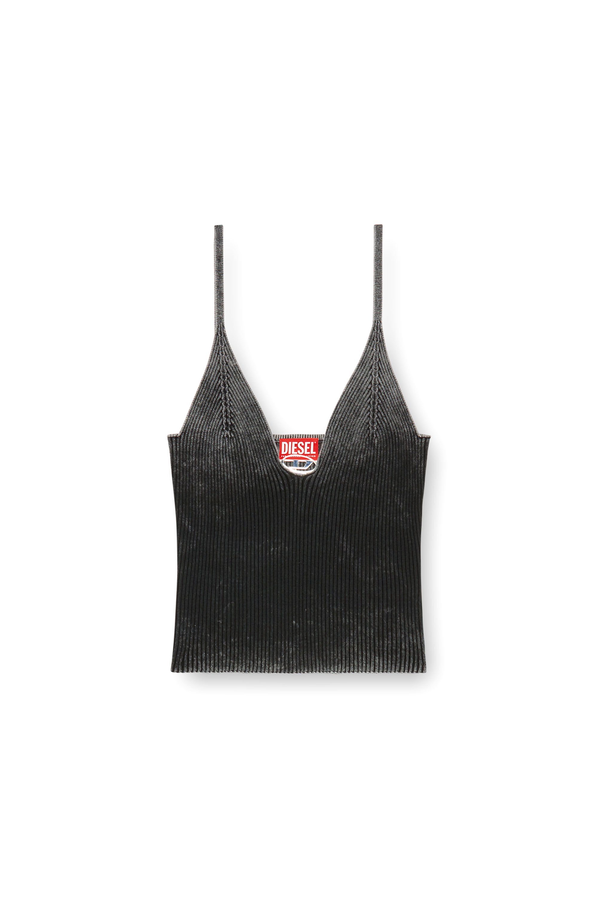Diesel - M-LAILA, Female's Camisole in faded ribbed knit in Black - 2