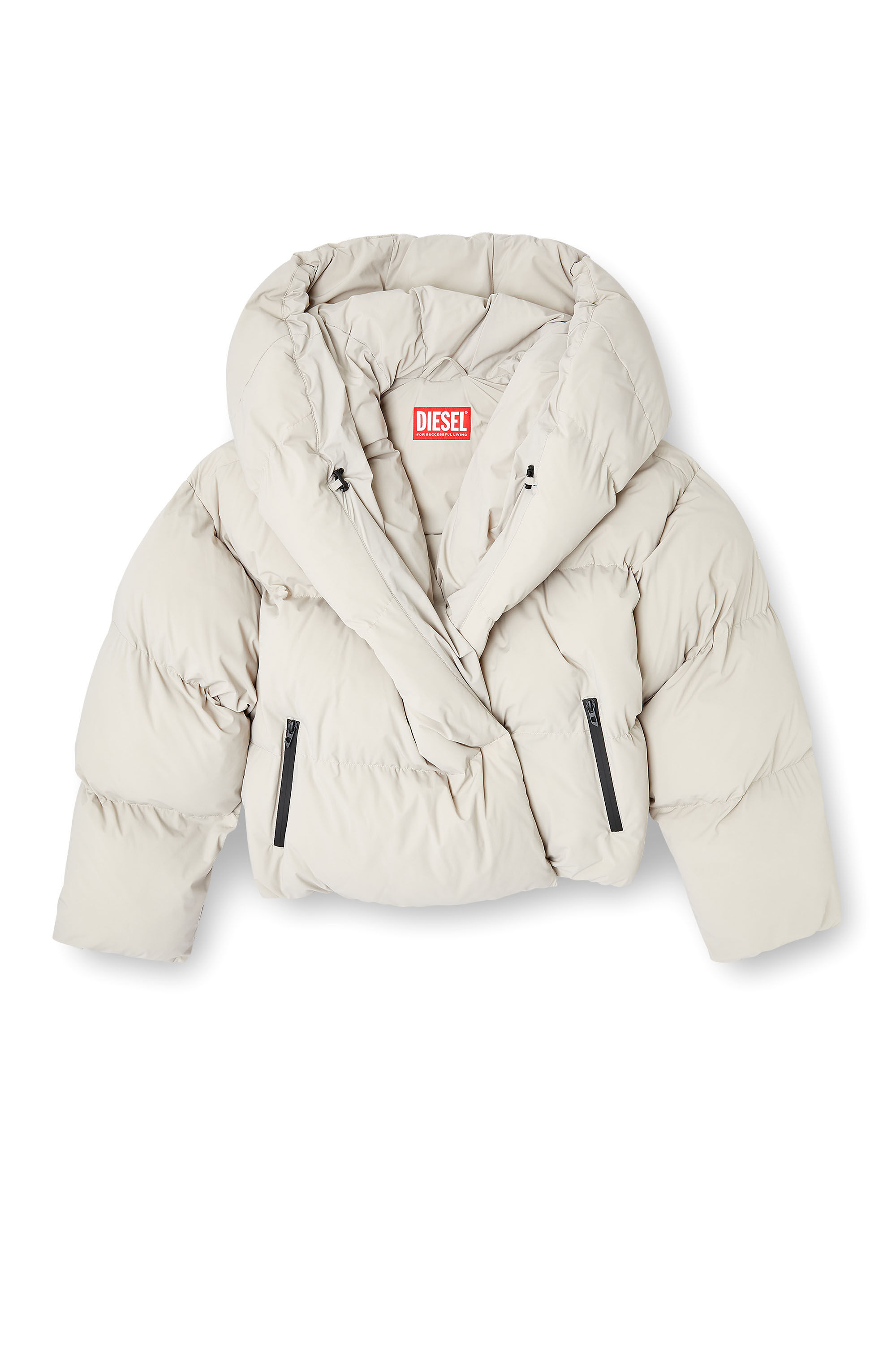 Diesel - W-ILEY-T1, Female's Wrap puffer in bi-stretch nylon in Beige - 2