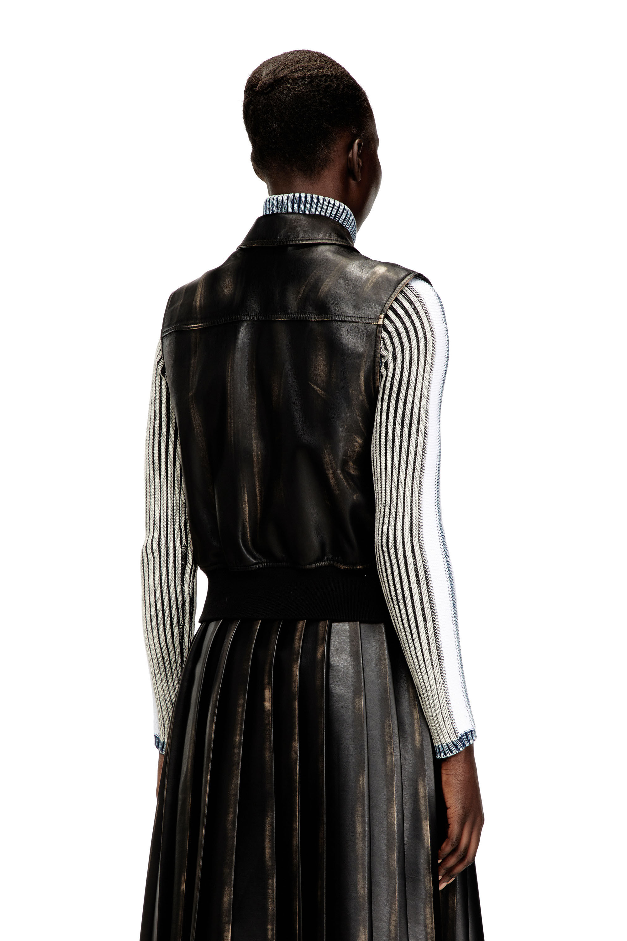 Diesel - G-INKO, Woman's Bomber vest with distressed effect in Brown - 5