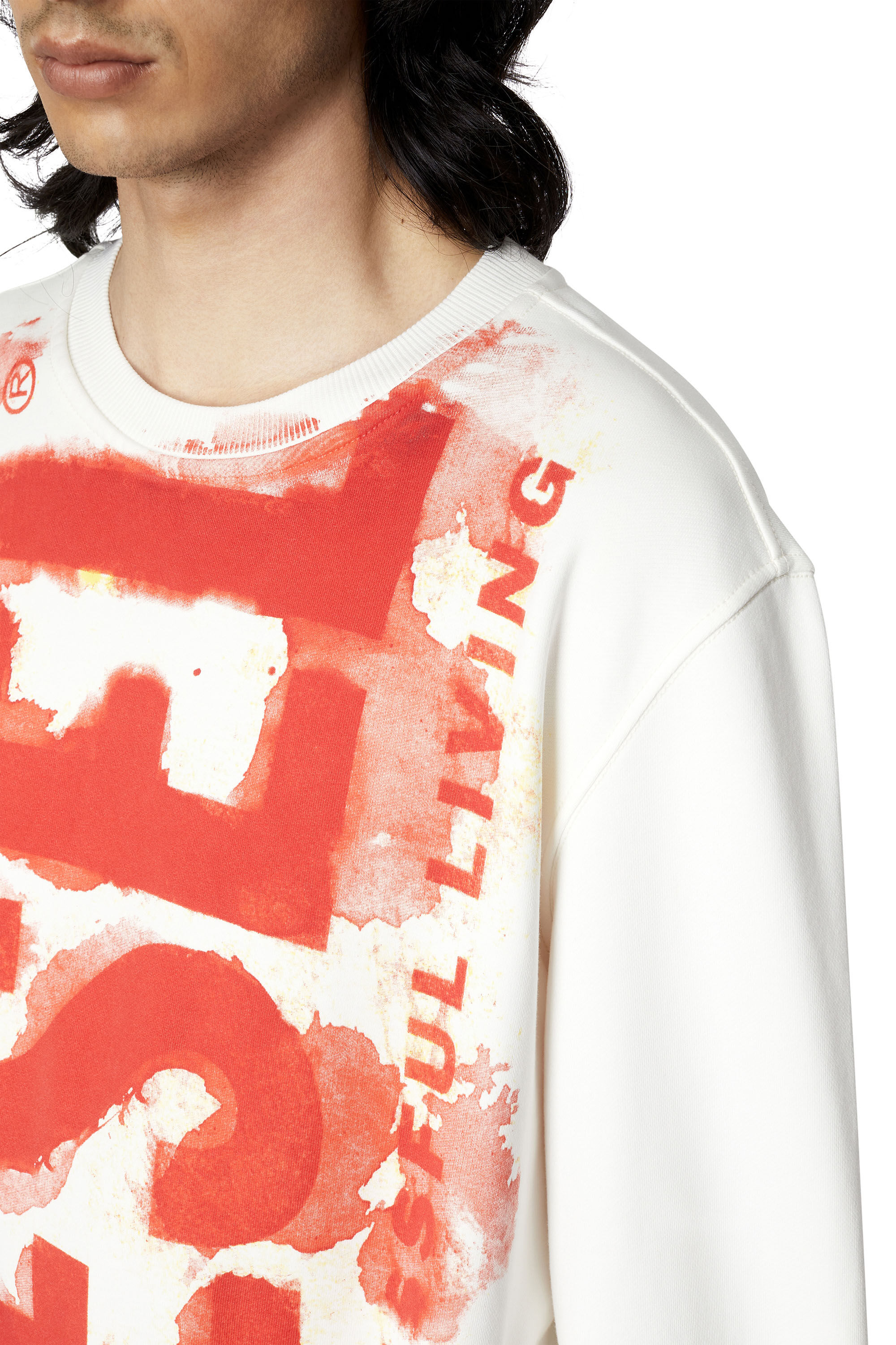Diesel - S-GINN-E5, Male's Sweatshirt with bleeding-effect logo in White - 5