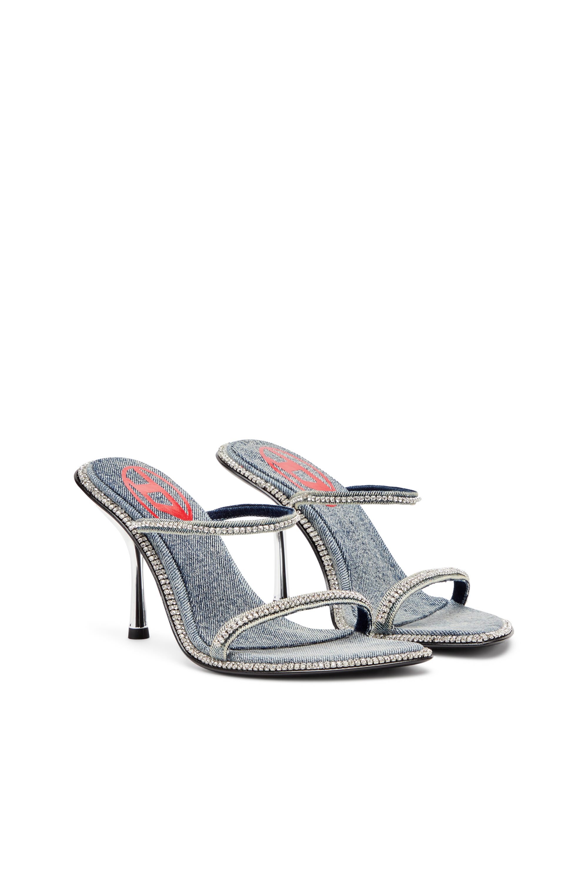 Women's D-Havanna-Heeled mules in crystal denim | Blue | Diesel