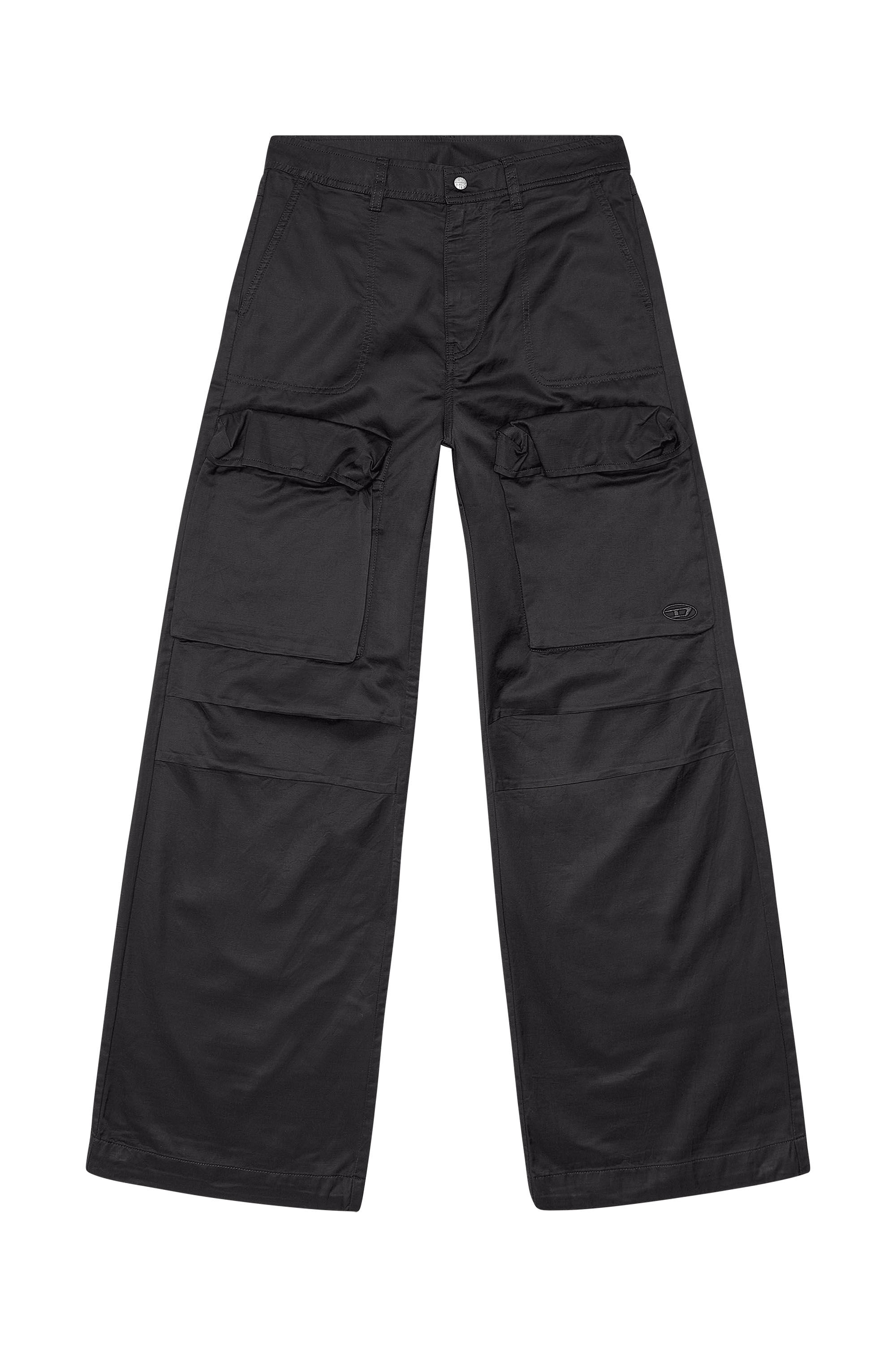 Diesel - P-MALVAROSA-NEW, Female's Cargo pants in slub satin in Black - 2