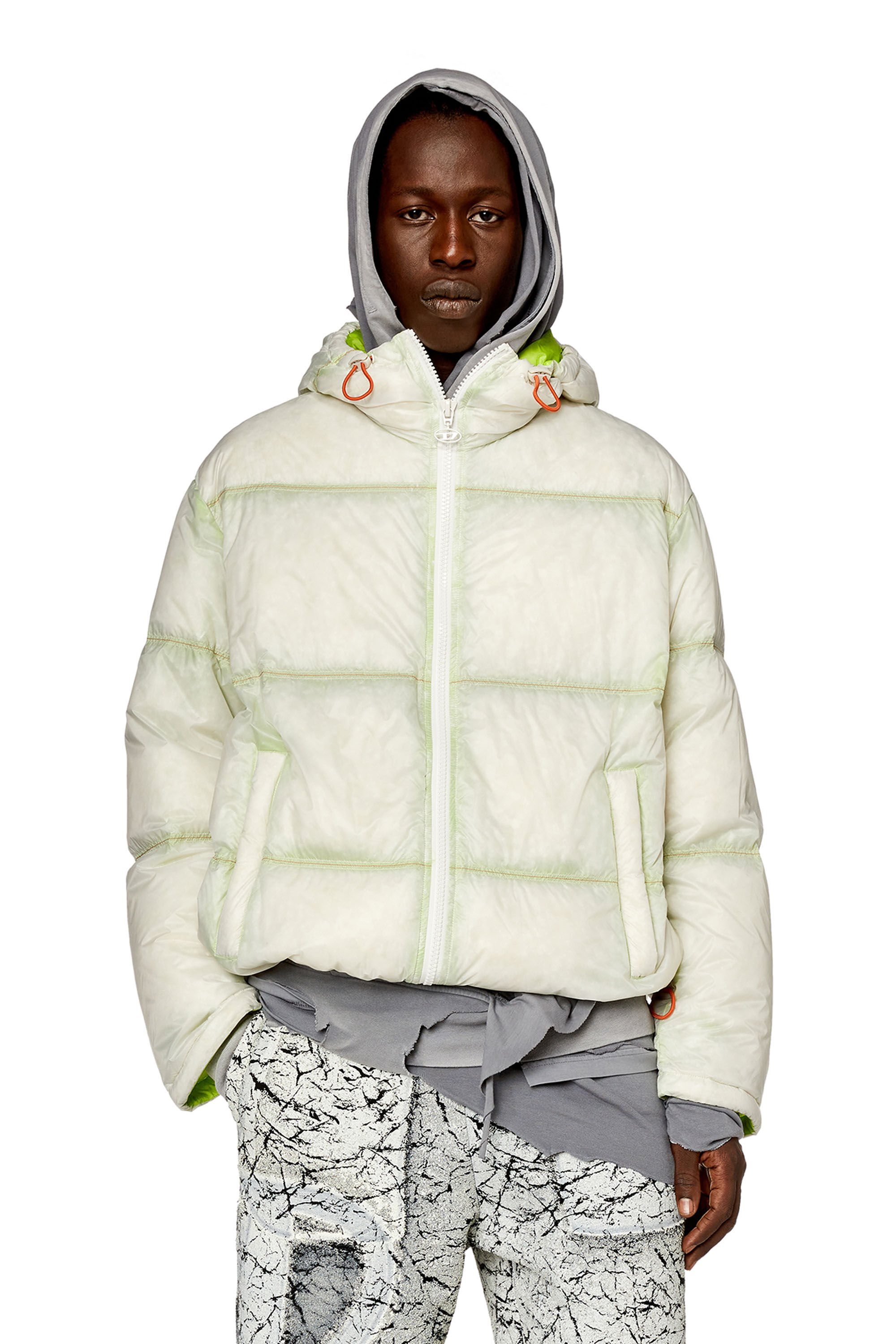 Diesel - W-BASKIN, Doudoune à capuche en tissu ripstop transparent Homme in Polychrome - 3