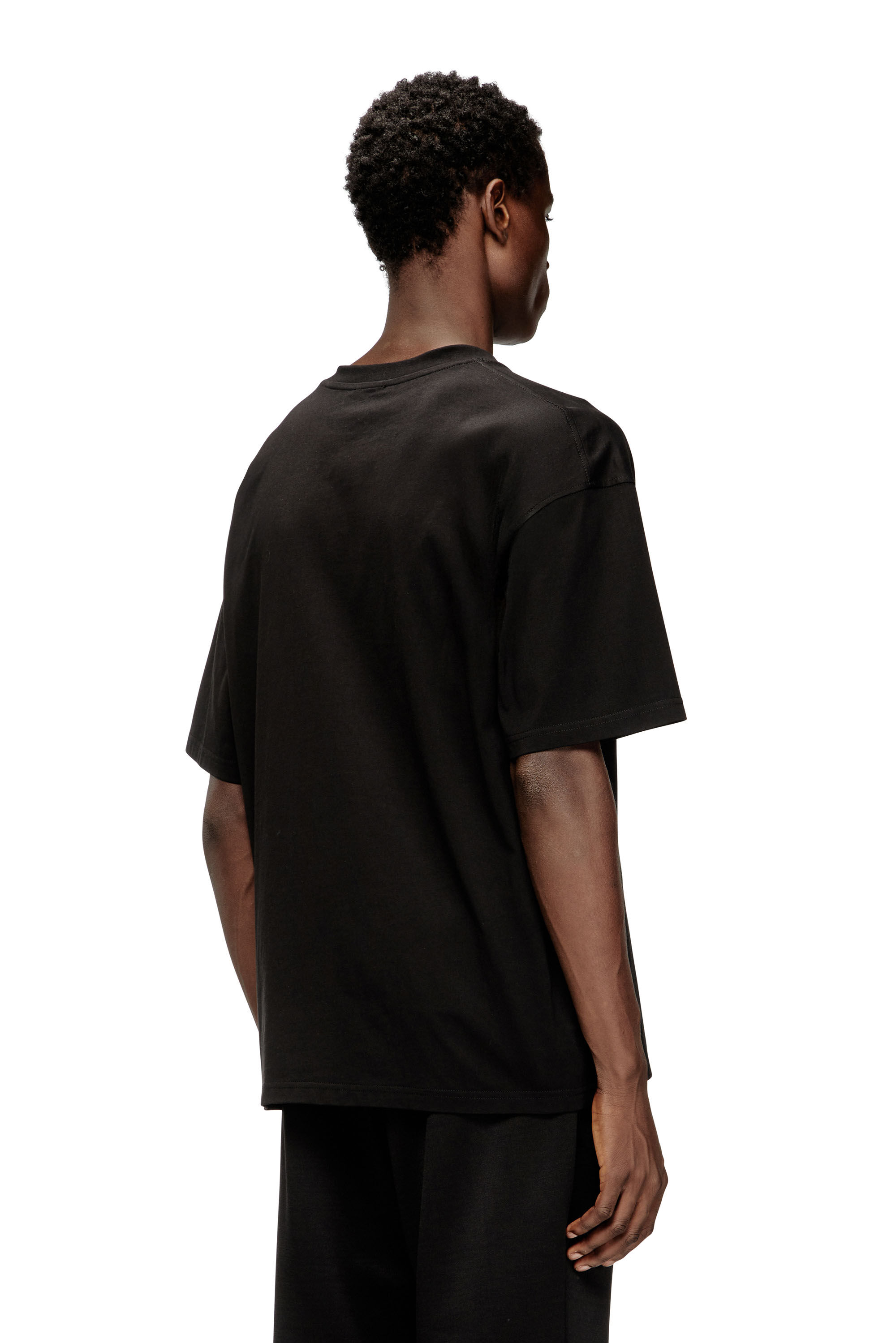 DIESEL ブラック Tシャツ Men's Relaxed cotton T-shirt with Oval D embroidery | Black | Diesel