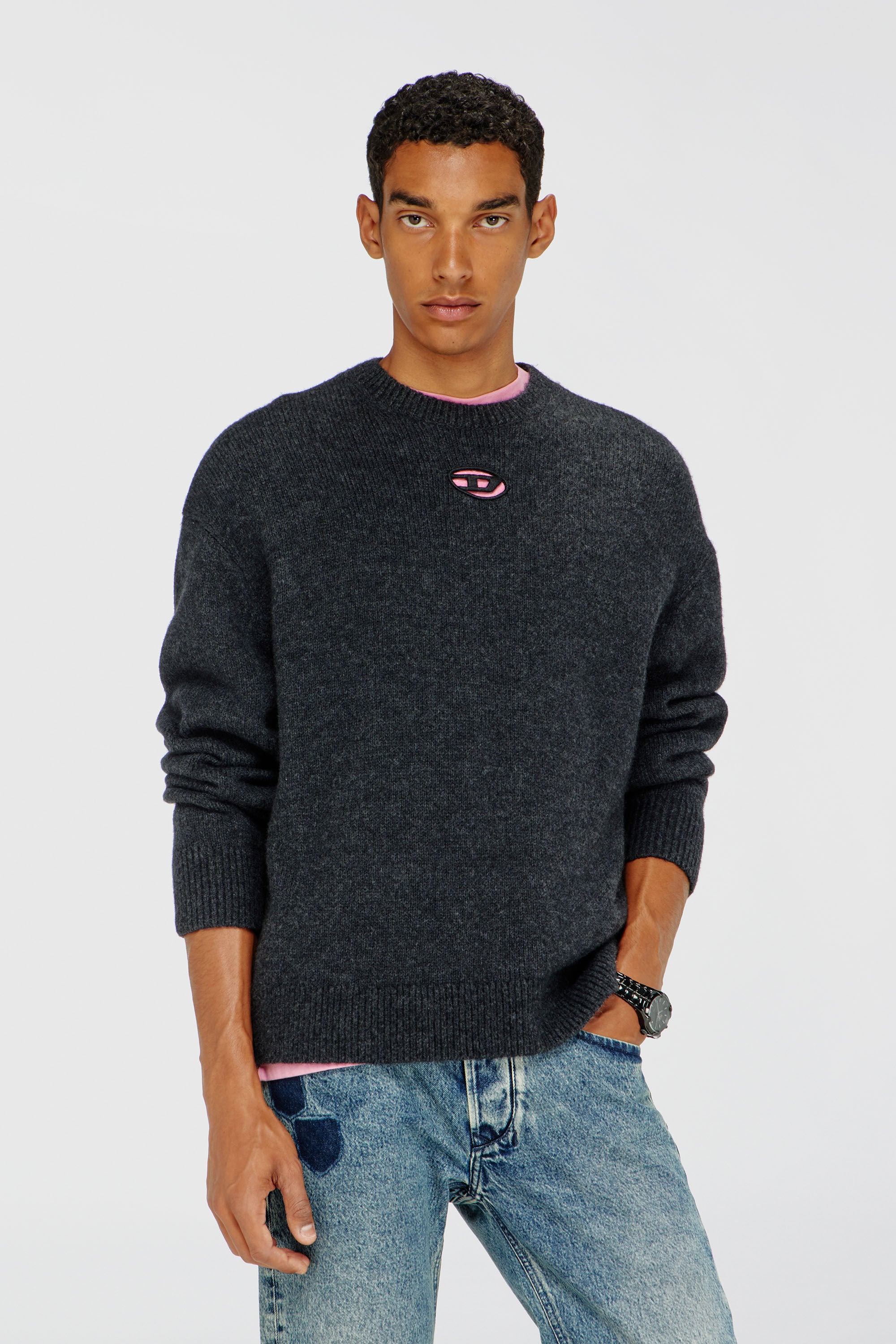 Diesel - K-AREESO, Jersey de mezcla de lana y alpaca Hombre in Negro - 3