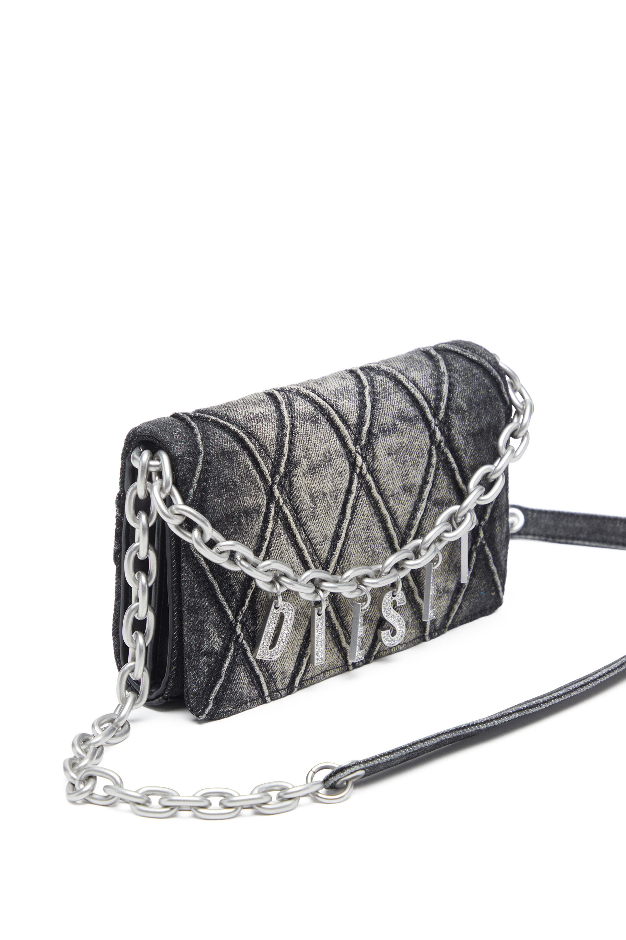 【DIESEL】charm-d wallet strap CHARM-D WALLET STRAP Wallet purse in argyle quilted denim