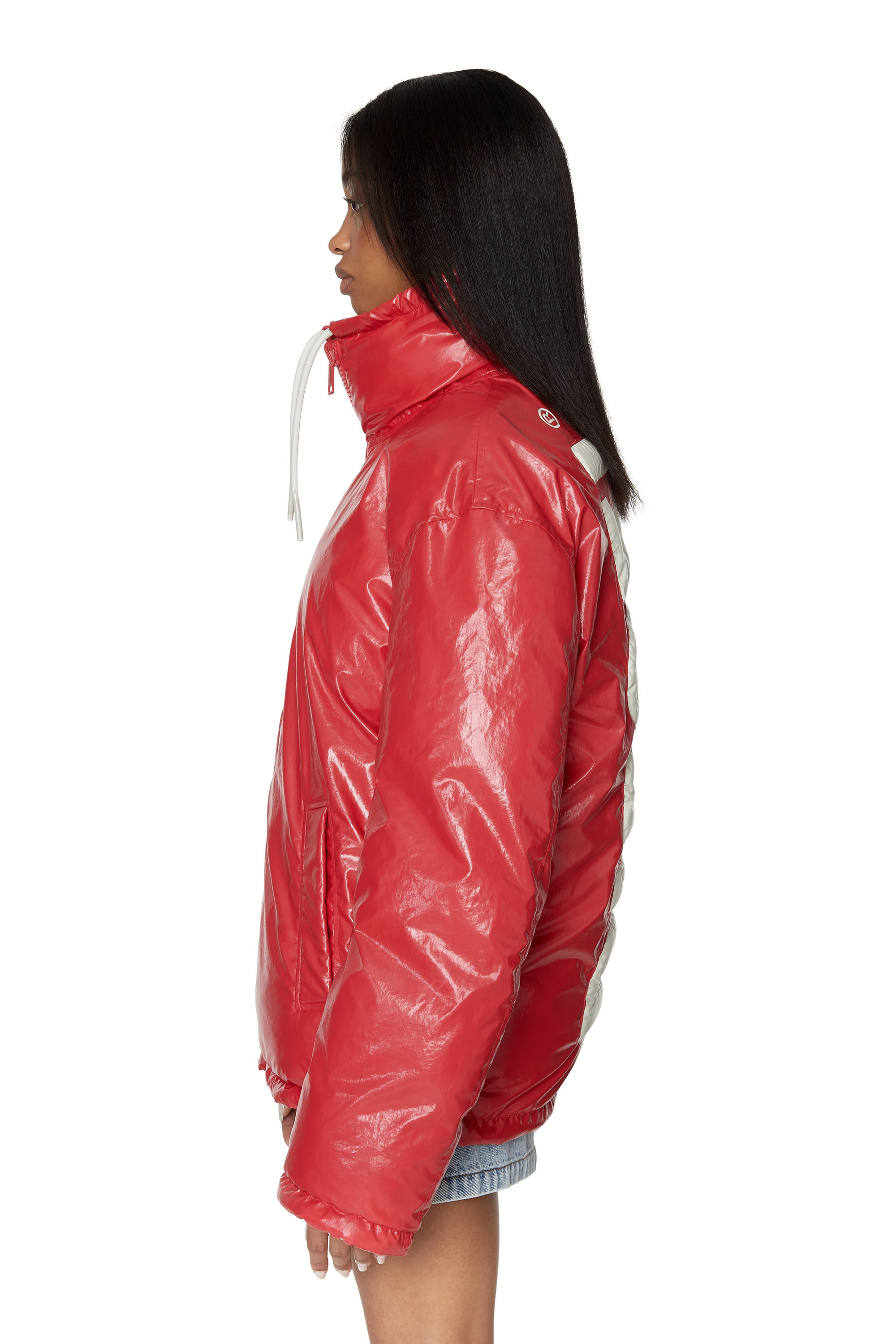 Diesel - W-JUPITER, Female's Oversized reversible logo puffer jacket in Red - 7