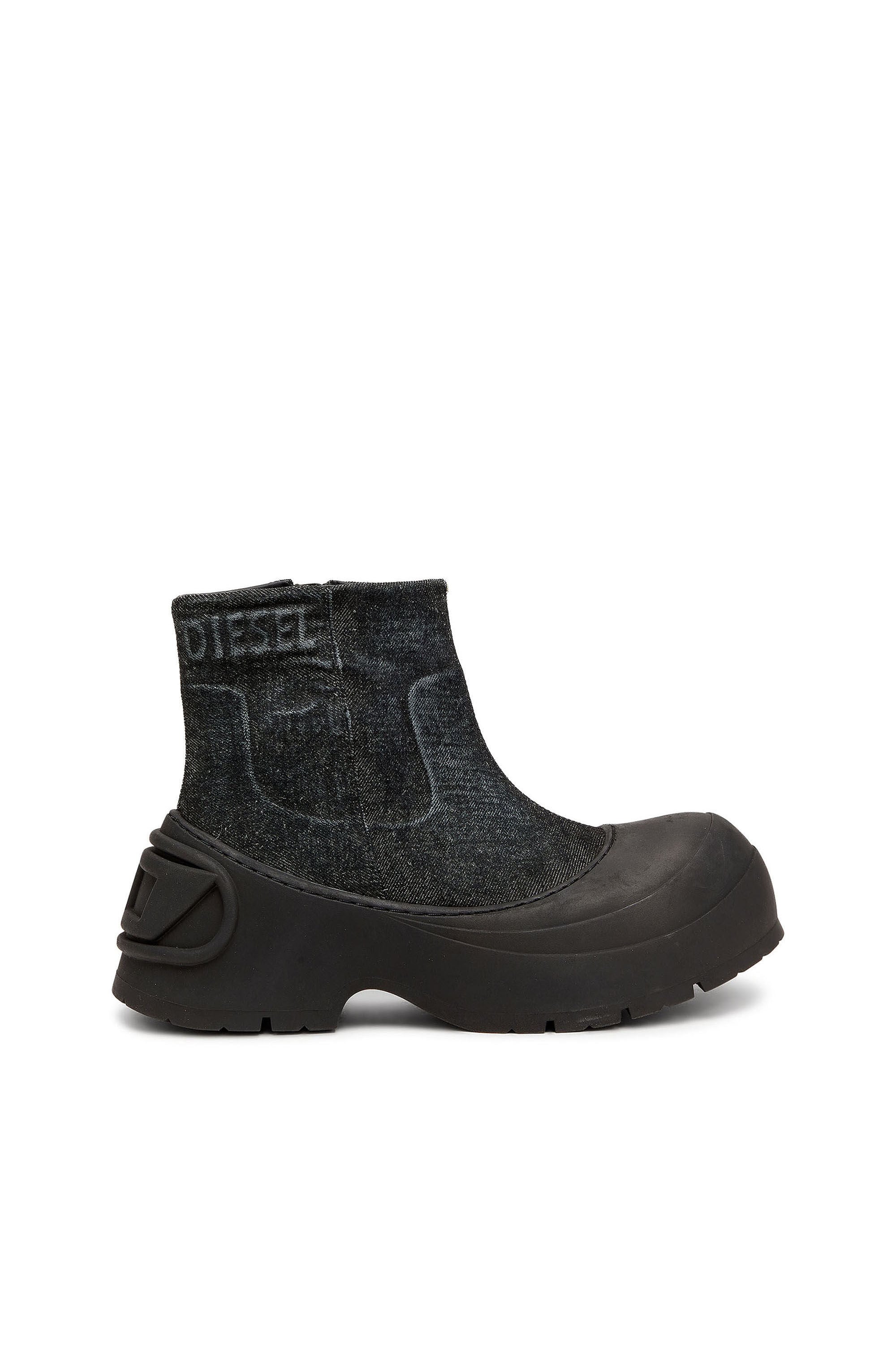 Men's D-Donald - Denim ankle boots with wraparound rubber sole