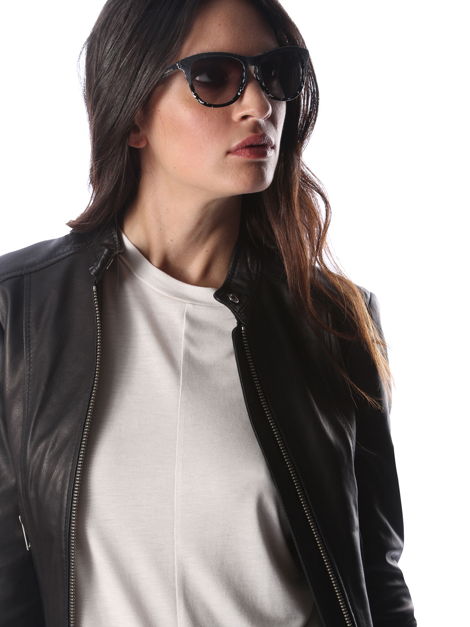 Diesel - DM0192, Unisex's Eyewear with denim frame front and detail in Black/White - 6