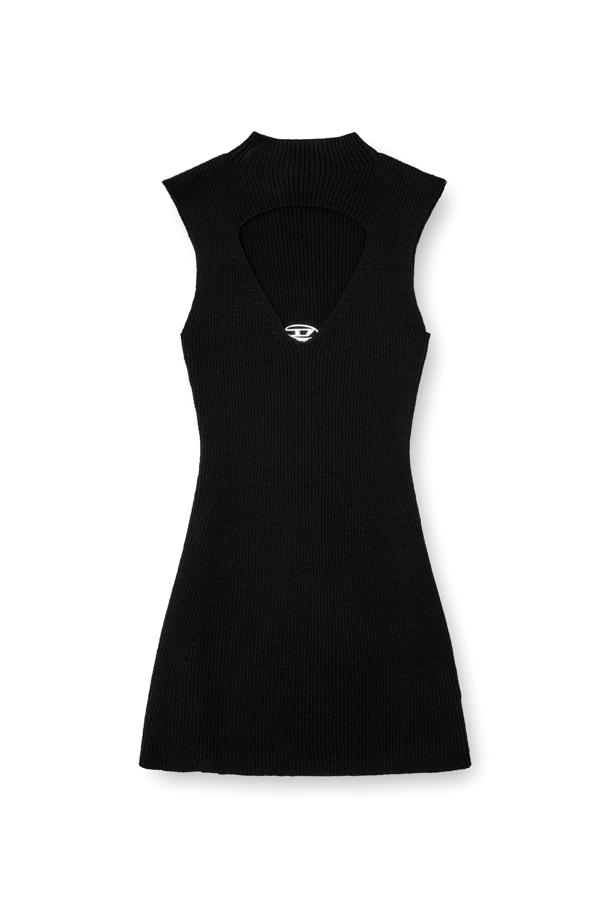 Diesel - M-OLONI-SHORT, Robe mini en laine avec incrustation Femme in Noir - 2