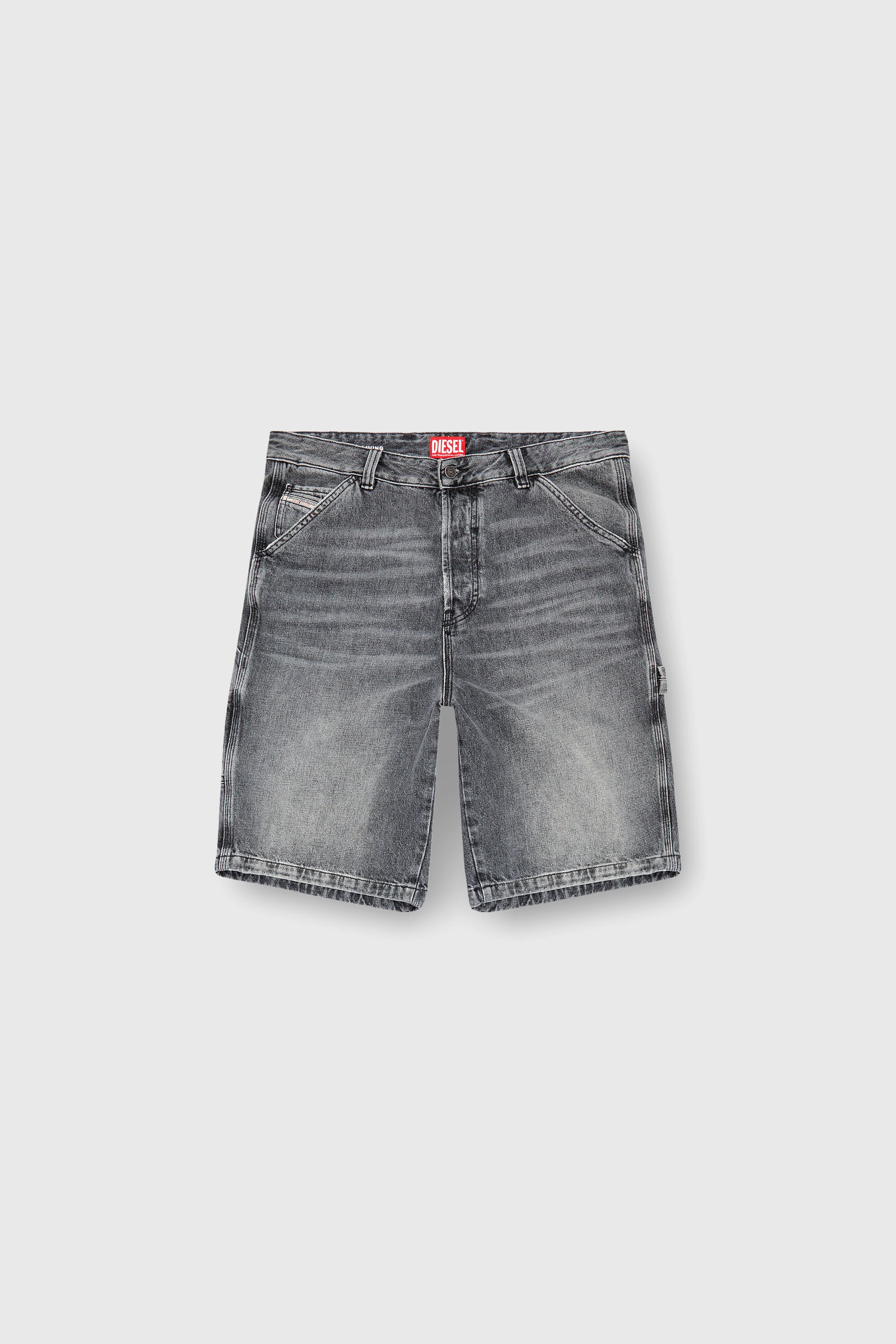 Diesel - D-LIVERY-SHORT, Male's Hemp denim utility shorts in Black - 2