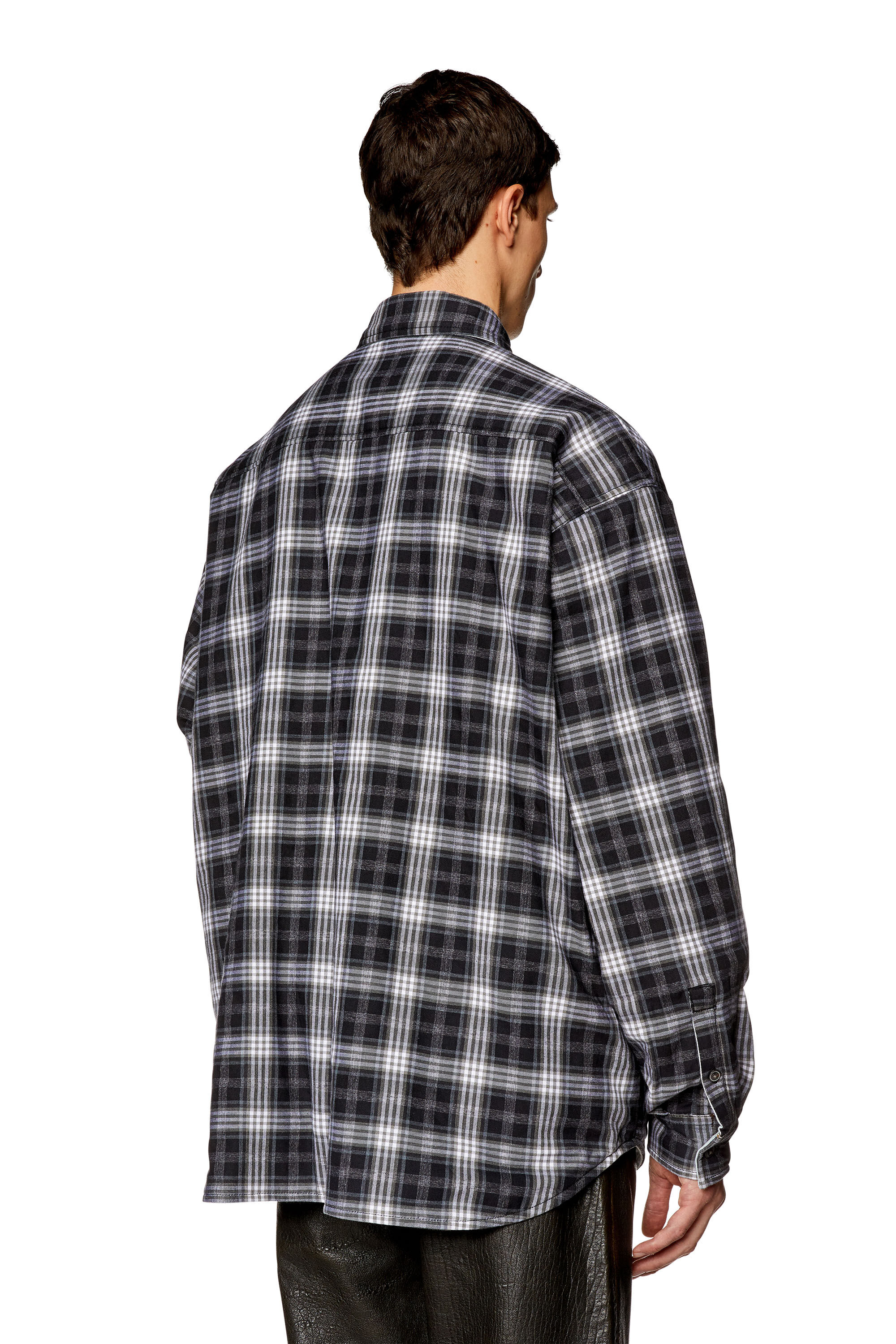Diesel - S-DEWNY-DOUBLE-CHECK-A, Man's Reversible padded overshirt in Black/White - 5