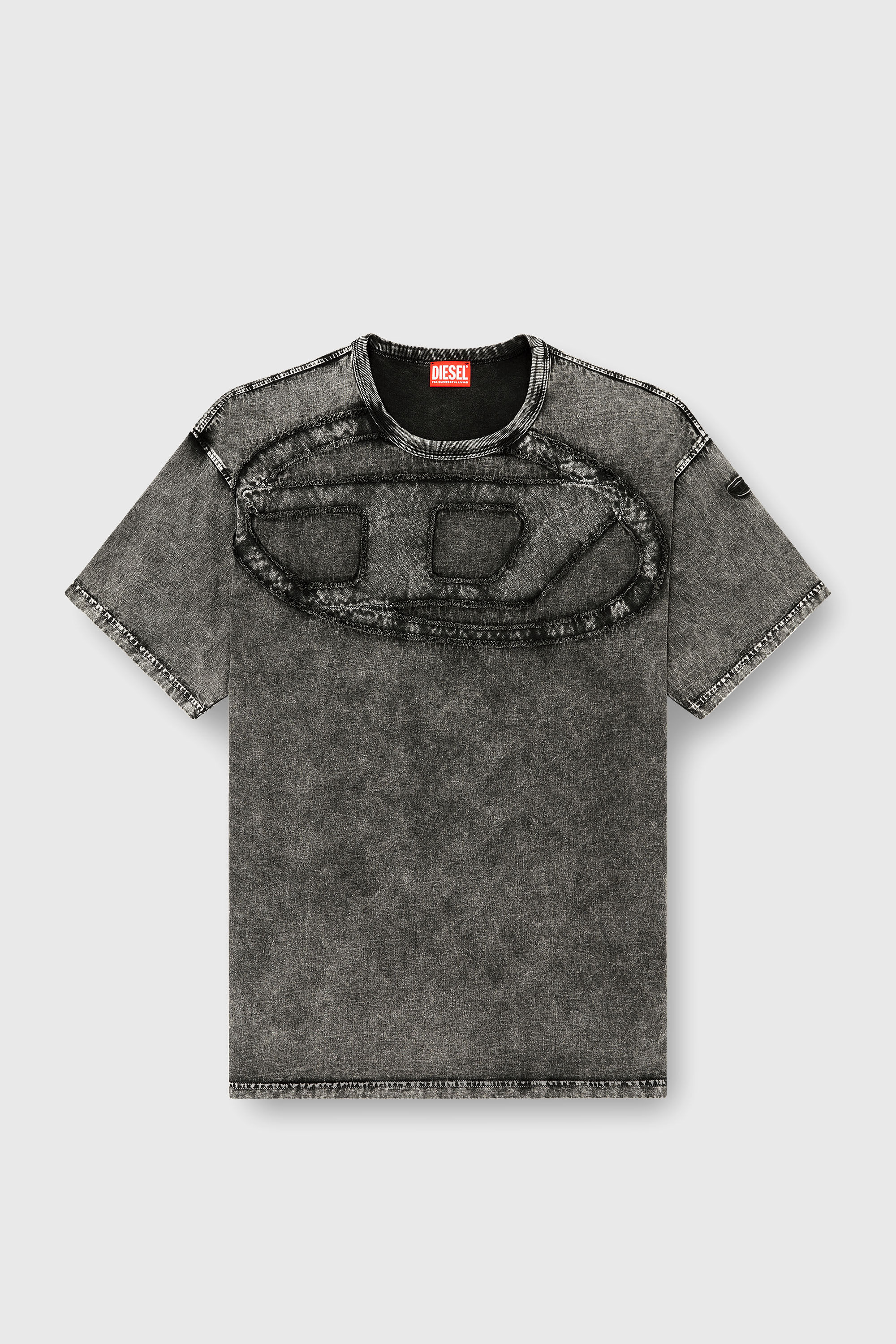 Men's Relaxed cotton T-shirt with Oval D applique | Black | Diesel US