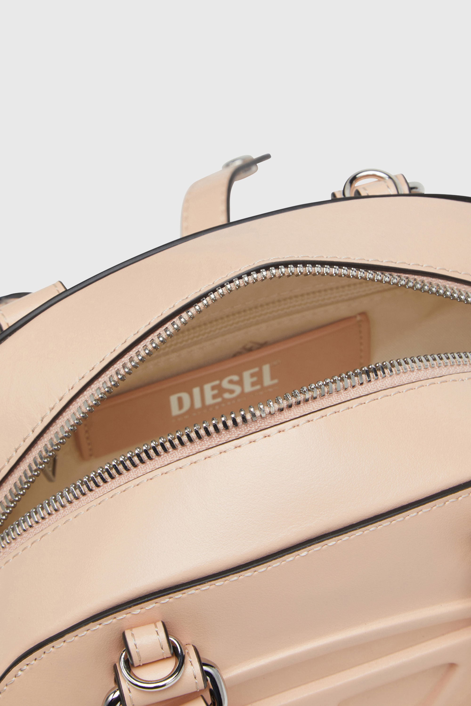 Diesel - 1DR DOME CROSSBODY, 1DR Dome -Peque&ntilde;o bolso bowling de cuero Mujer in Rosa - 4