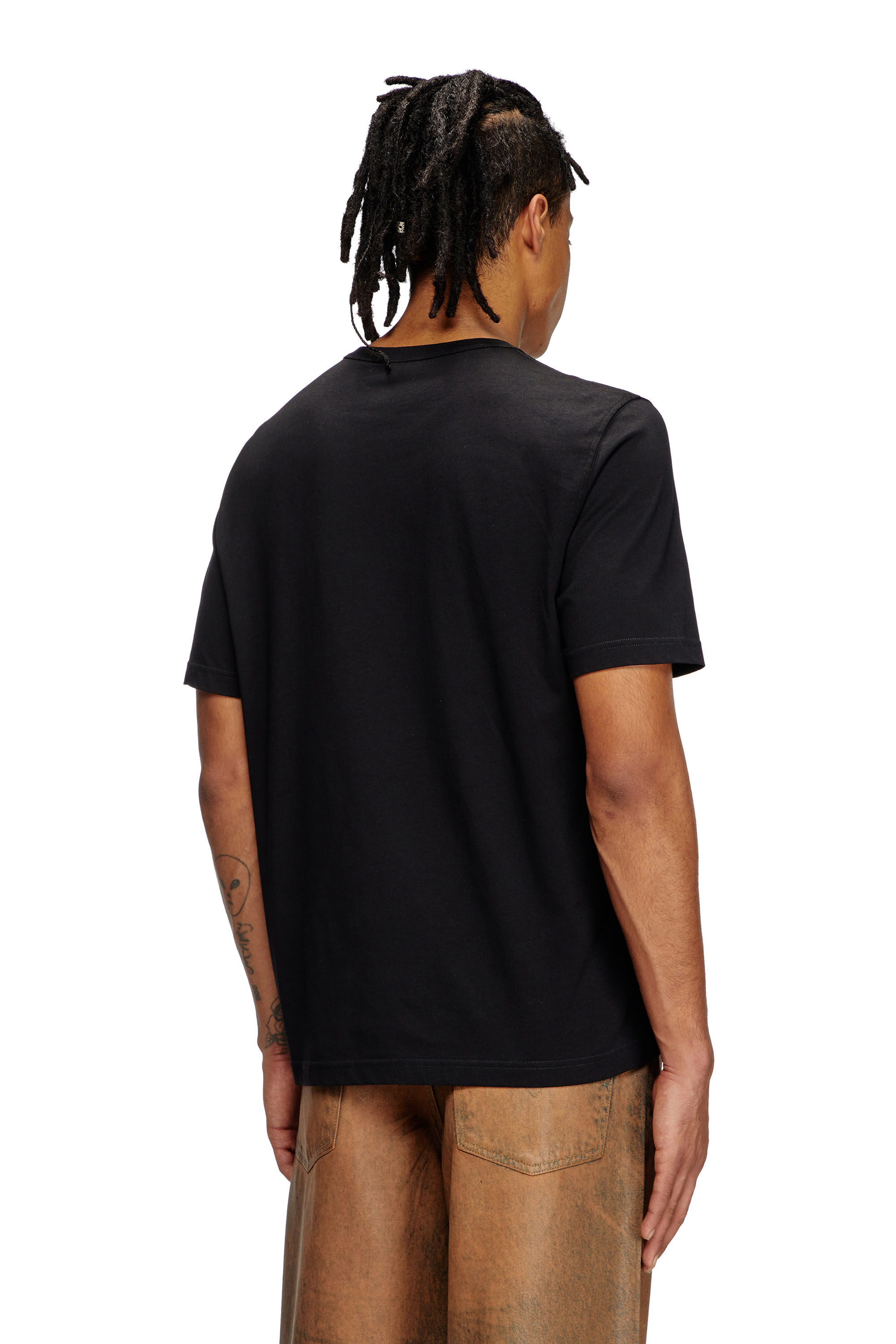 Men's T-shirt with gabardine patch logo | Black | Diesel