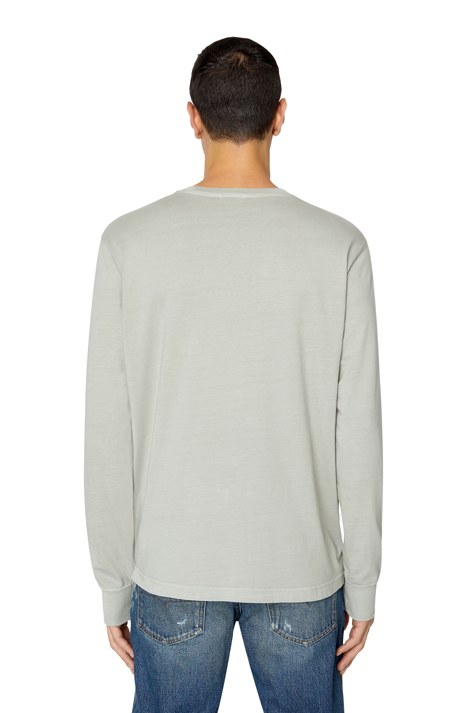 Diesel - T-JUST-LS-E10, T-shirt à manches longues avec mouche brodée Homme in Gris - 5