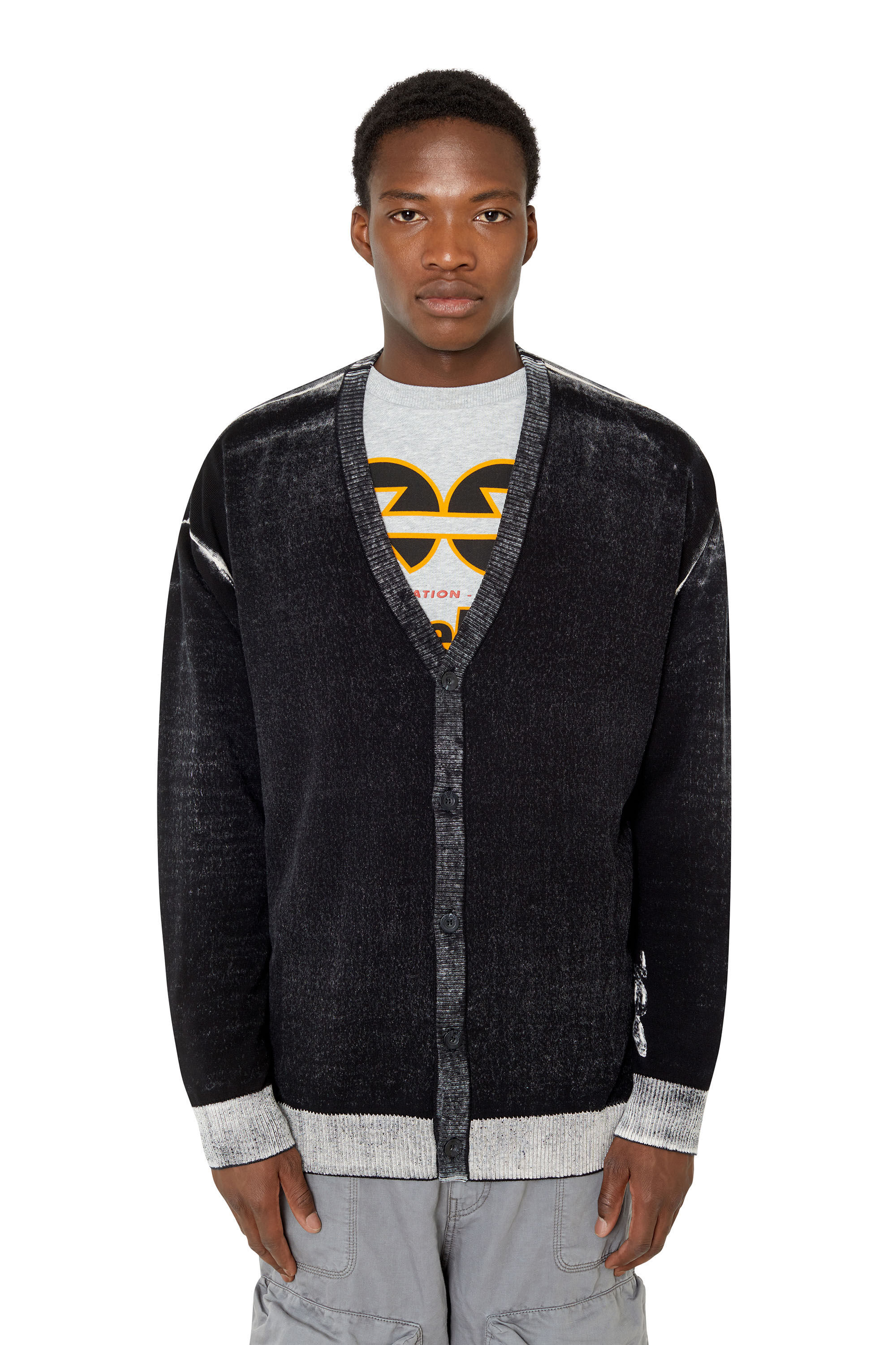 K-LARENCE CARDIGAN Man: Treated cardigan with DSL logo | Diesel