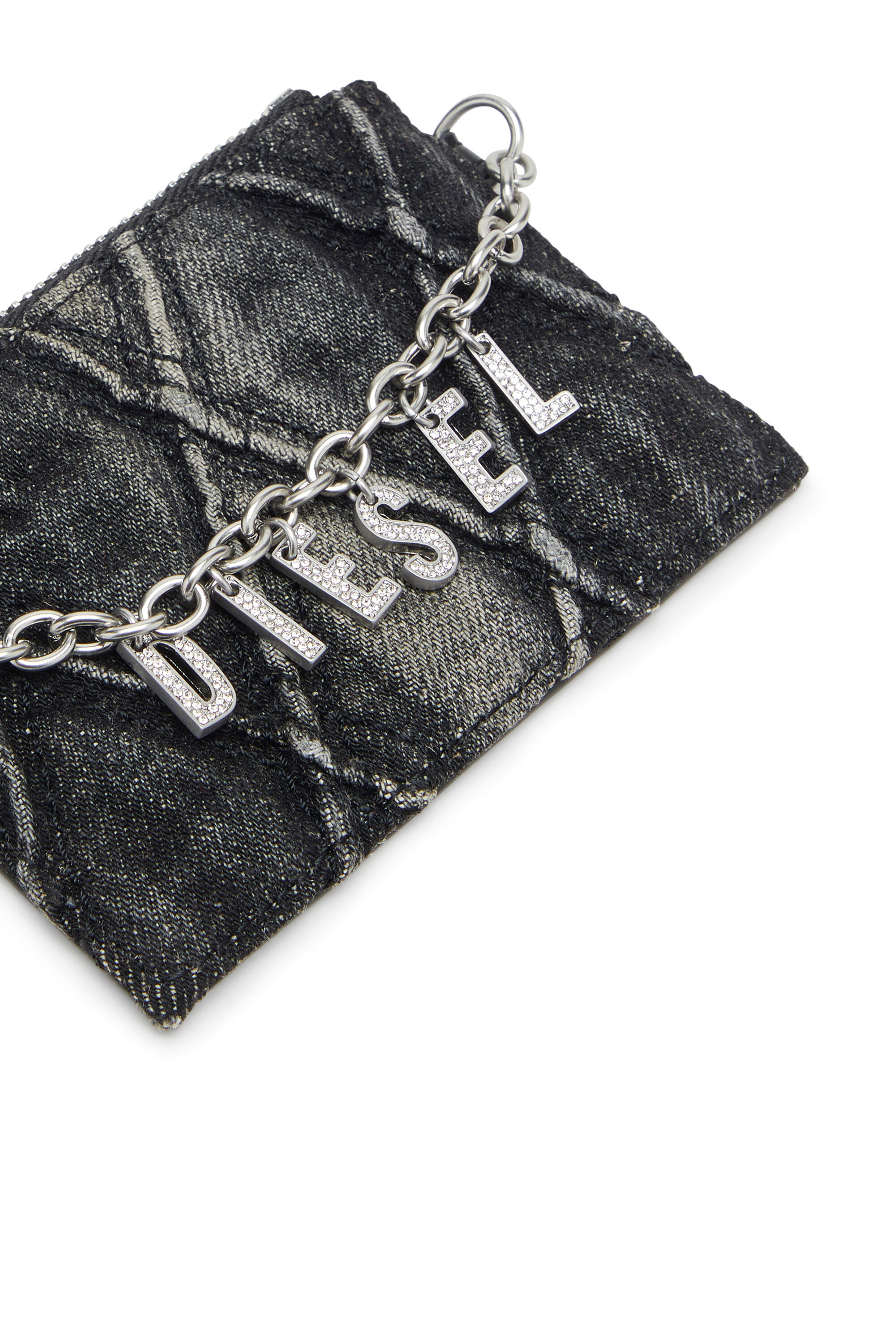 Diesel - CARD HOLDER WITH CHAIN, Female's Card holder with chain and zip coin pocket in Dark Grey - 4