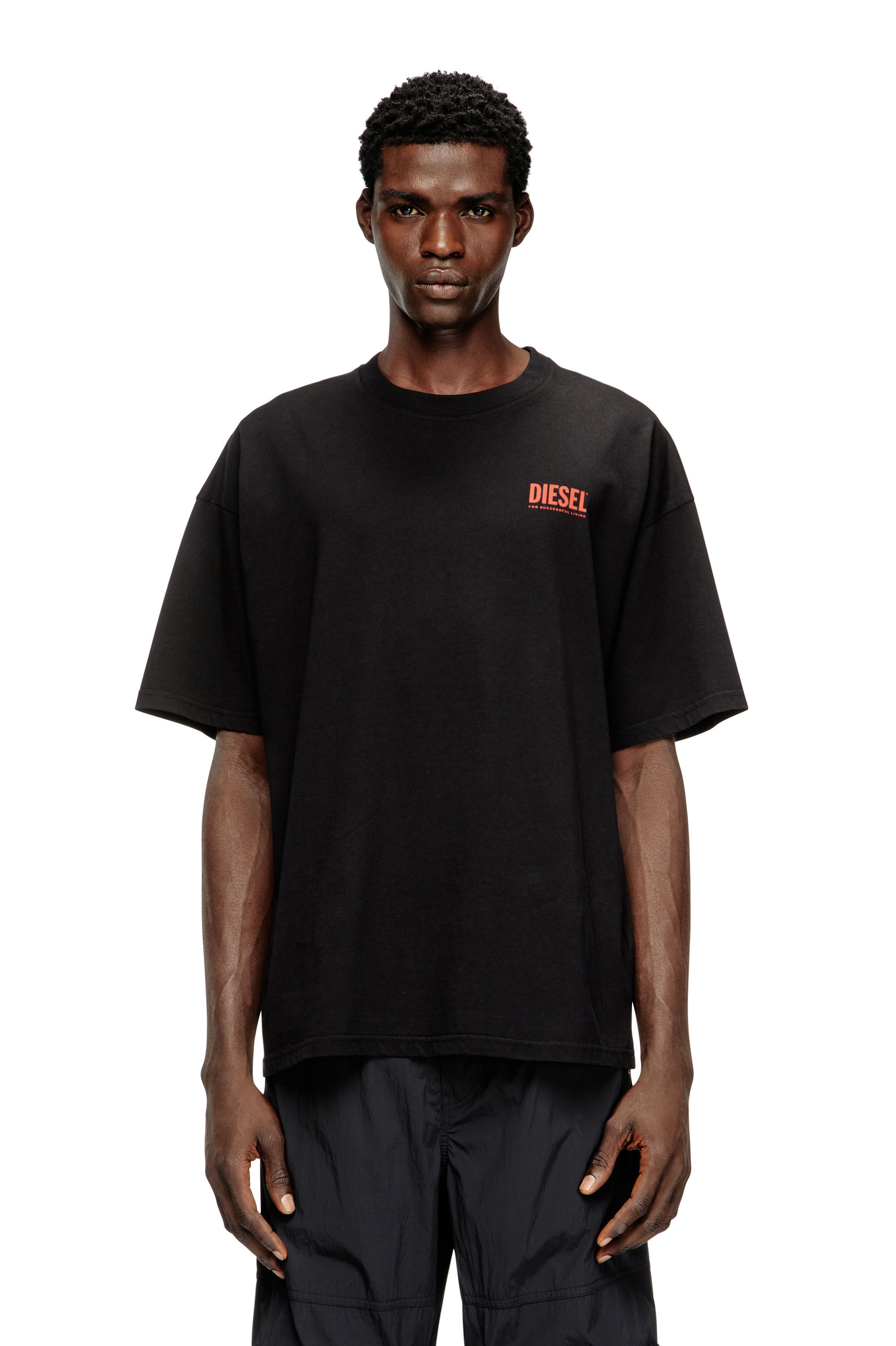 Men's Cotton T-shirt with Diesel Biscotto print | Black | Diesel