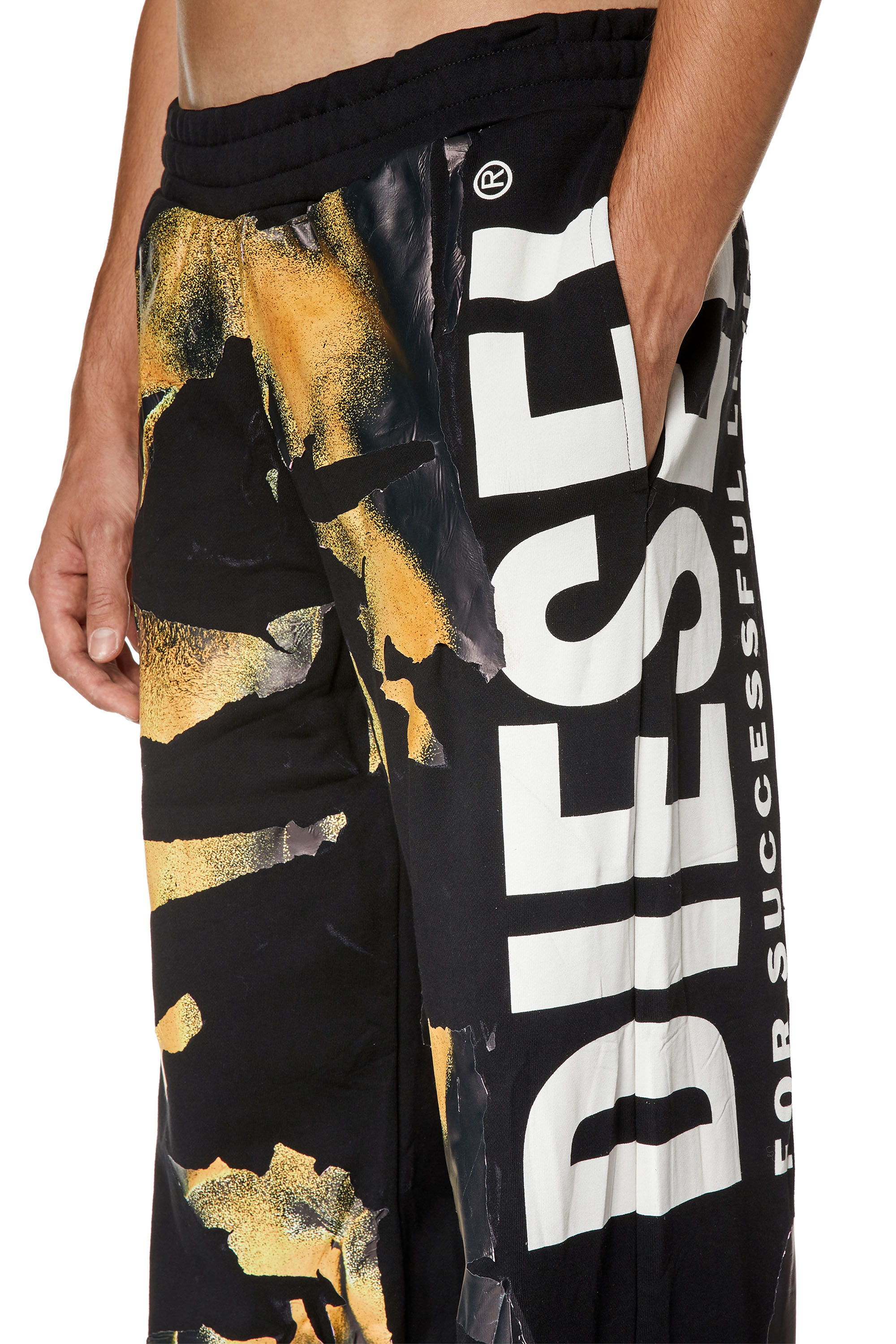 Diesel - P-MARTAINS-SHOW, Male's Logo track pants with contrast overlays in Black/Grey - 4