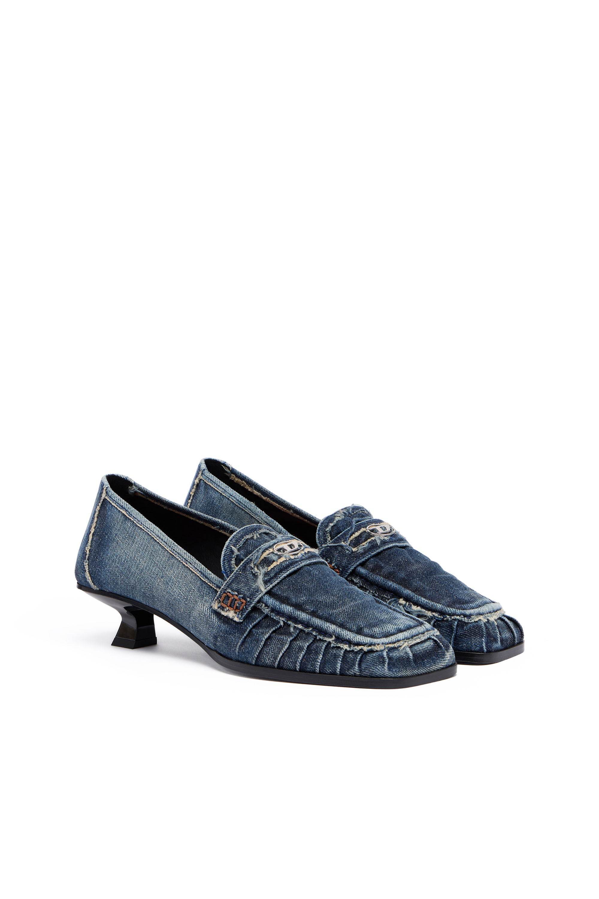 Women's D-Amber-Penny loafers in denim | Blue | Diesel CA