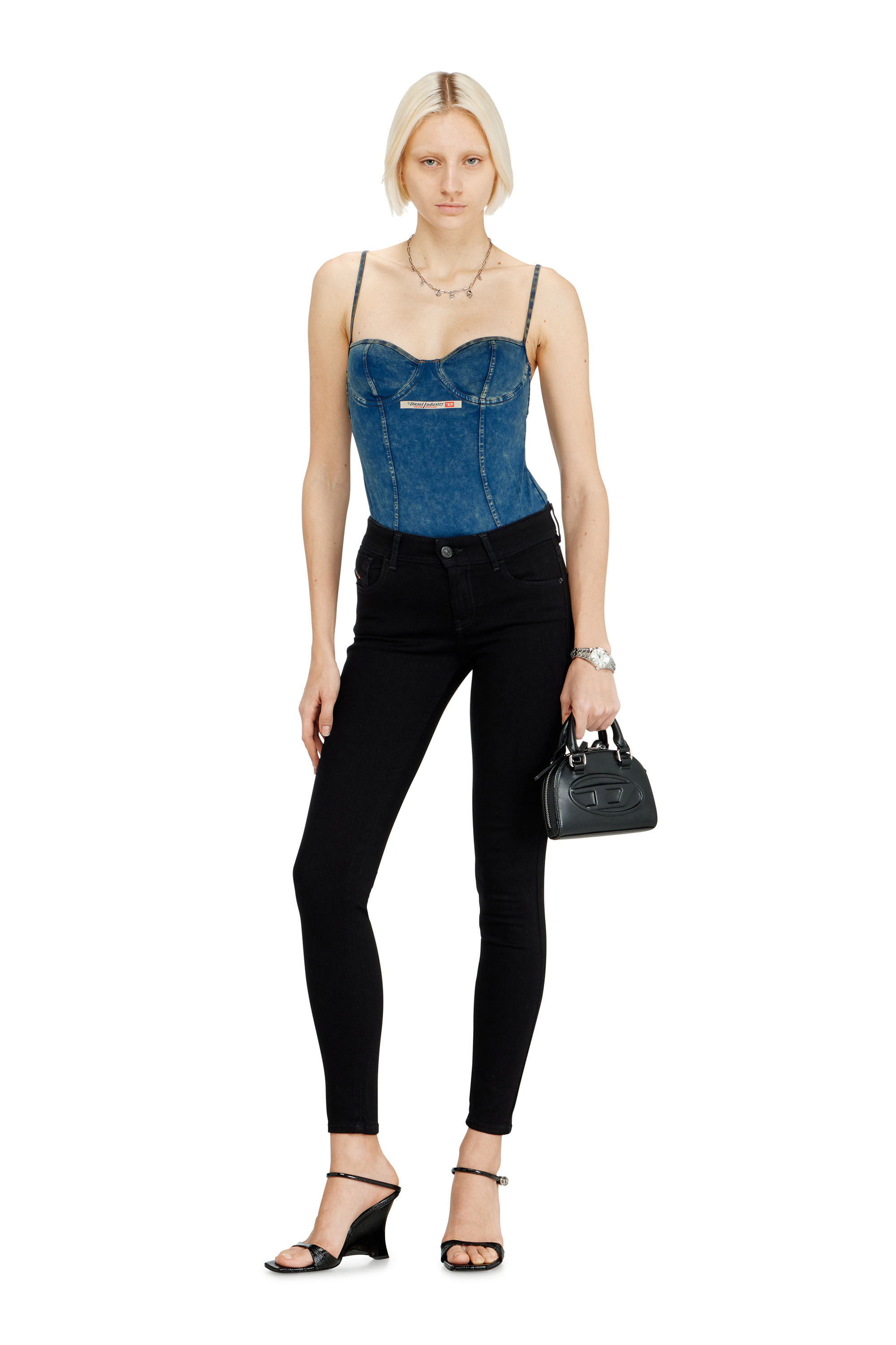 2017 SLANDY Woman: Super skinny Jeans regular waist | Black/Dark
