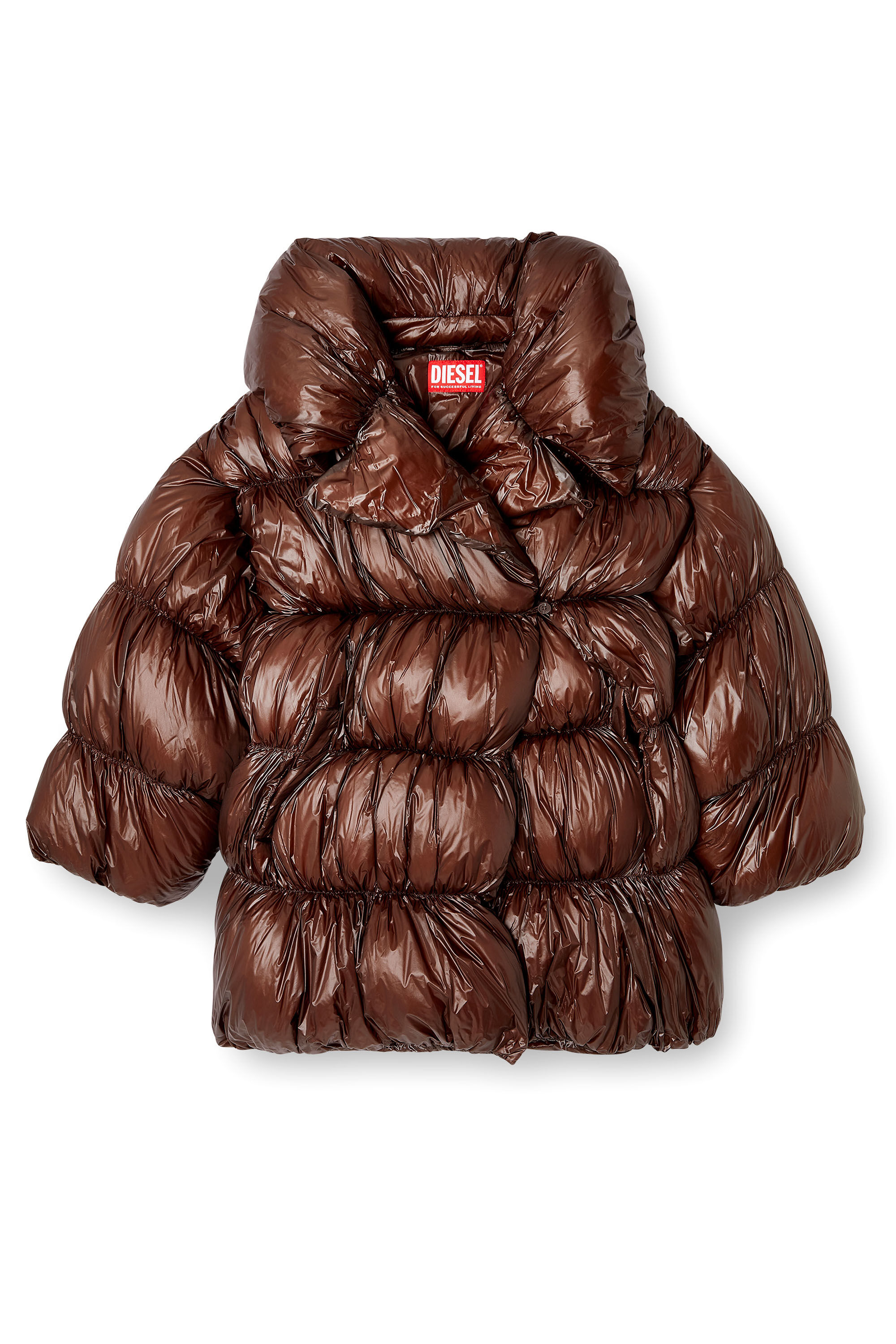 Diesel - W-INONA, Female's Short quilted down coat with belt in Brown - 2