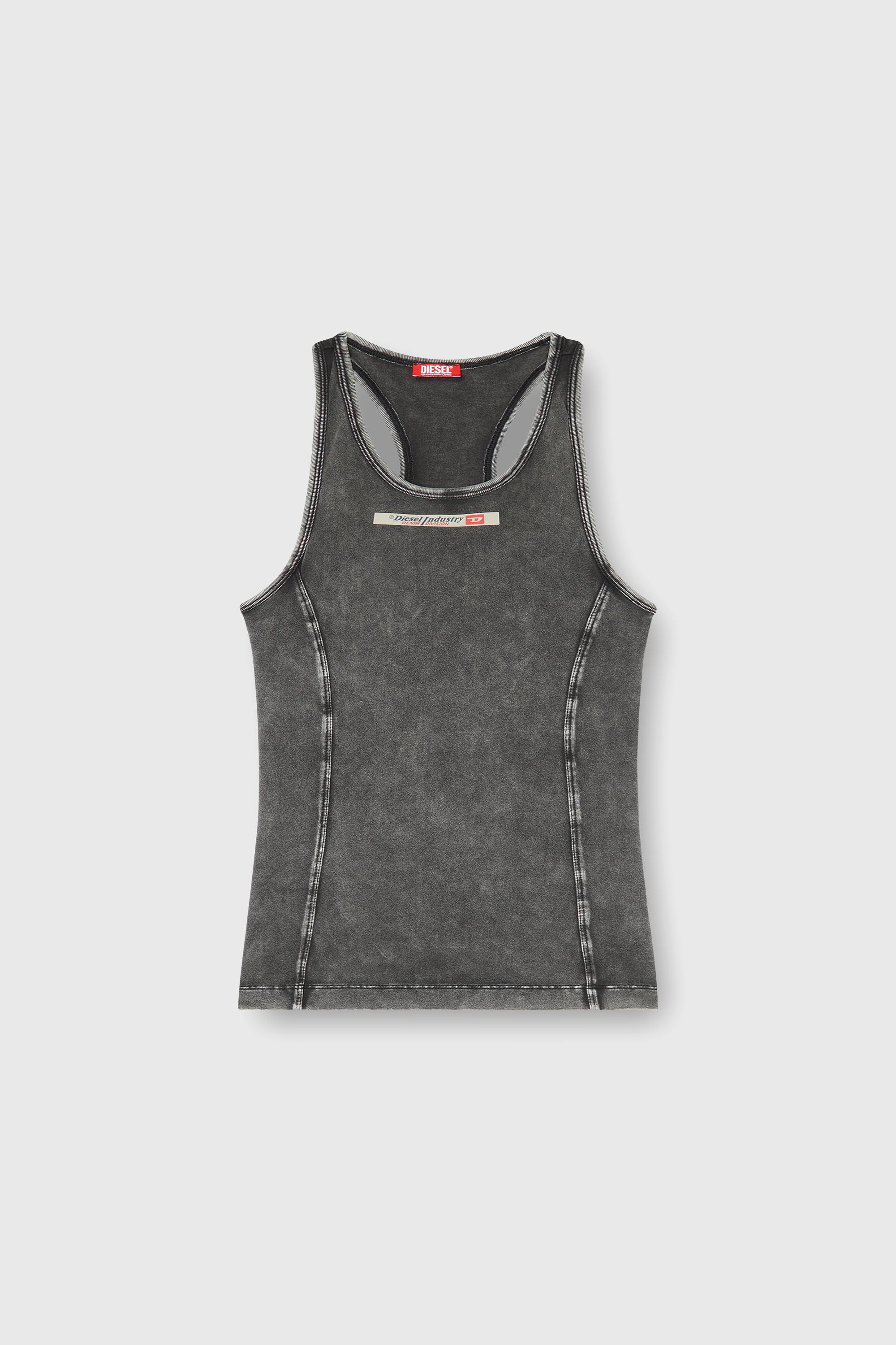 Diesel - IRENE-DNM, Woman's Cotton tank top with treated effect in Dark grey - 6
