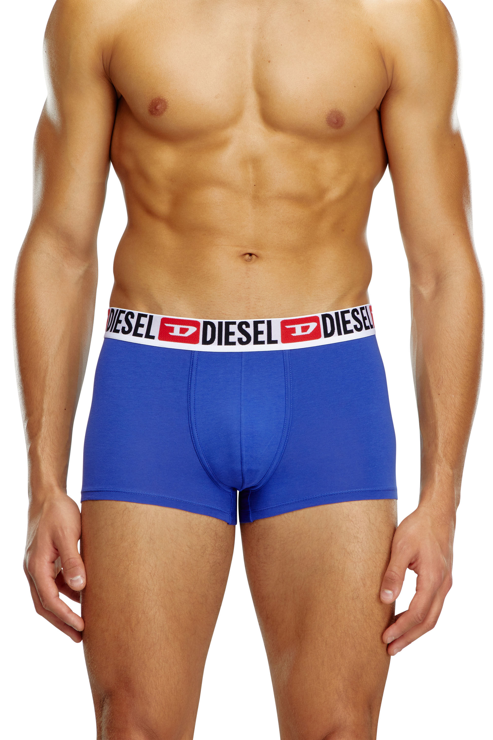 Diesel - UMBX-DAMIENTHREEPACK, Male's Three-pack of all-over logo waist boxers in Blue/Grey - 1
