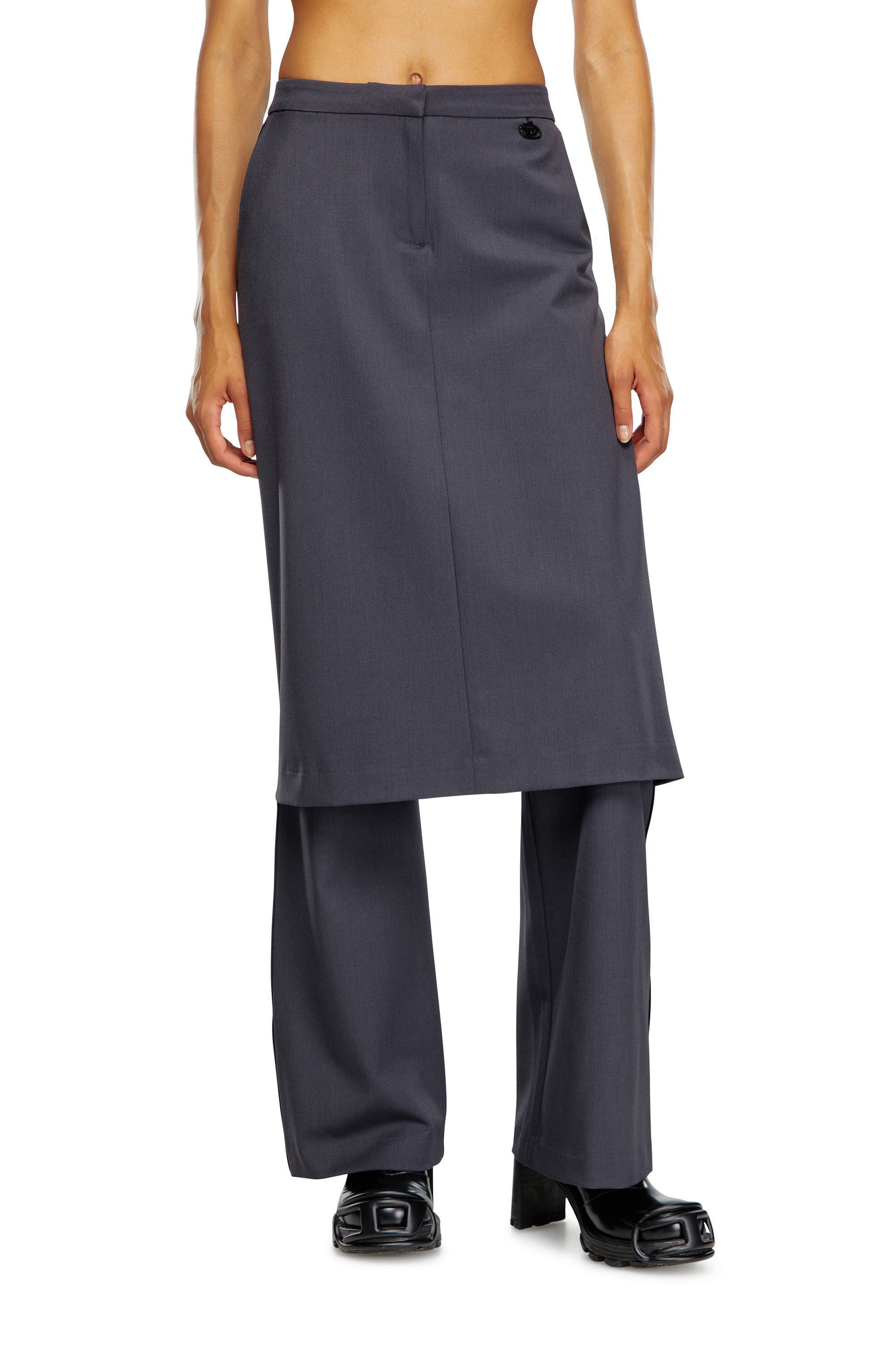 Diesel - P-EARL, Female's Hybrid skirt-pants in wool blend in Dark Grey - 3