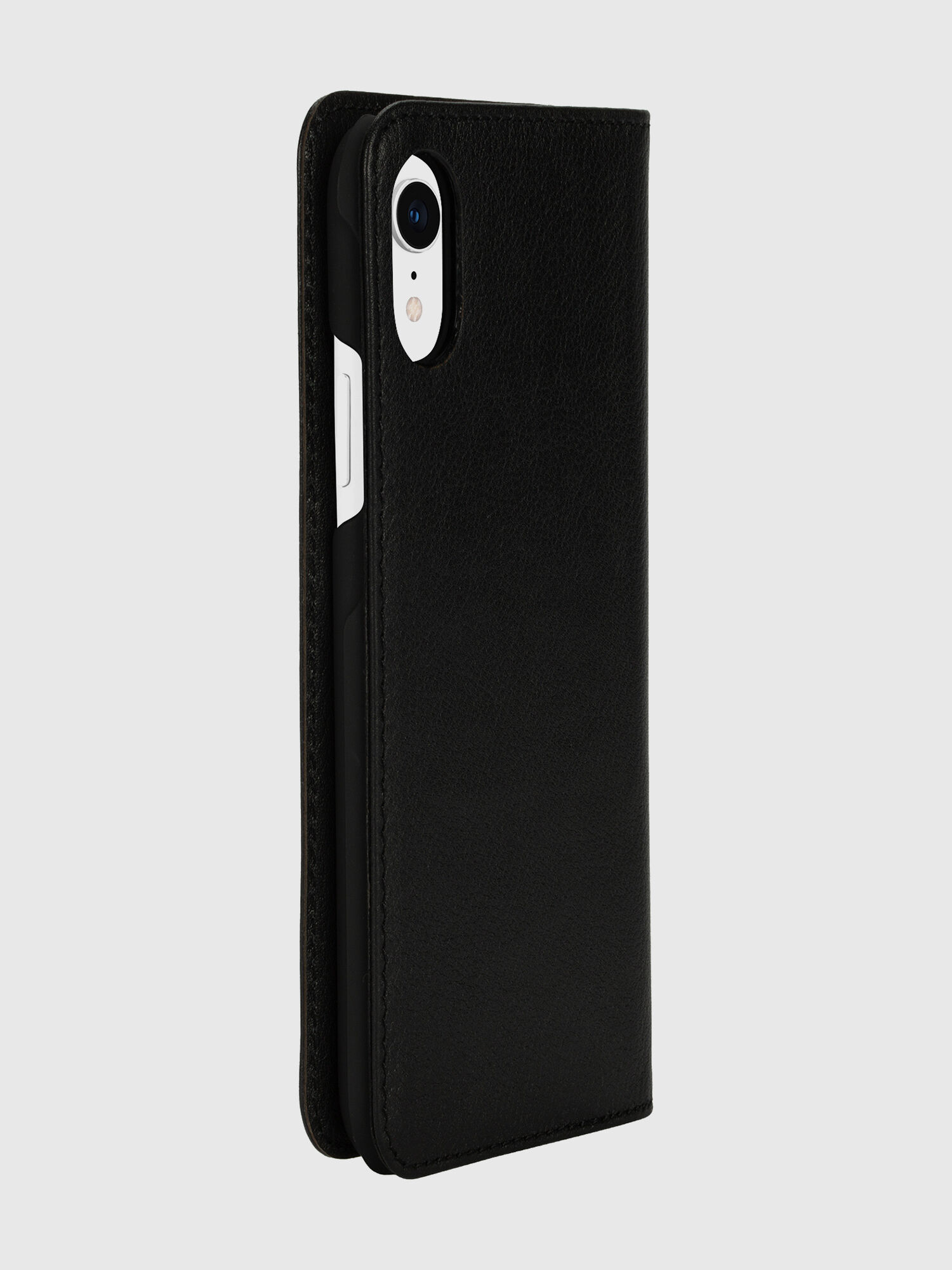 Diesel - DIESEL 2-IN-1 FOLIO CASE FOR IPHONE XR, Unisex's Black leather white vertical logo case, iPhone XR in Black/White - 4